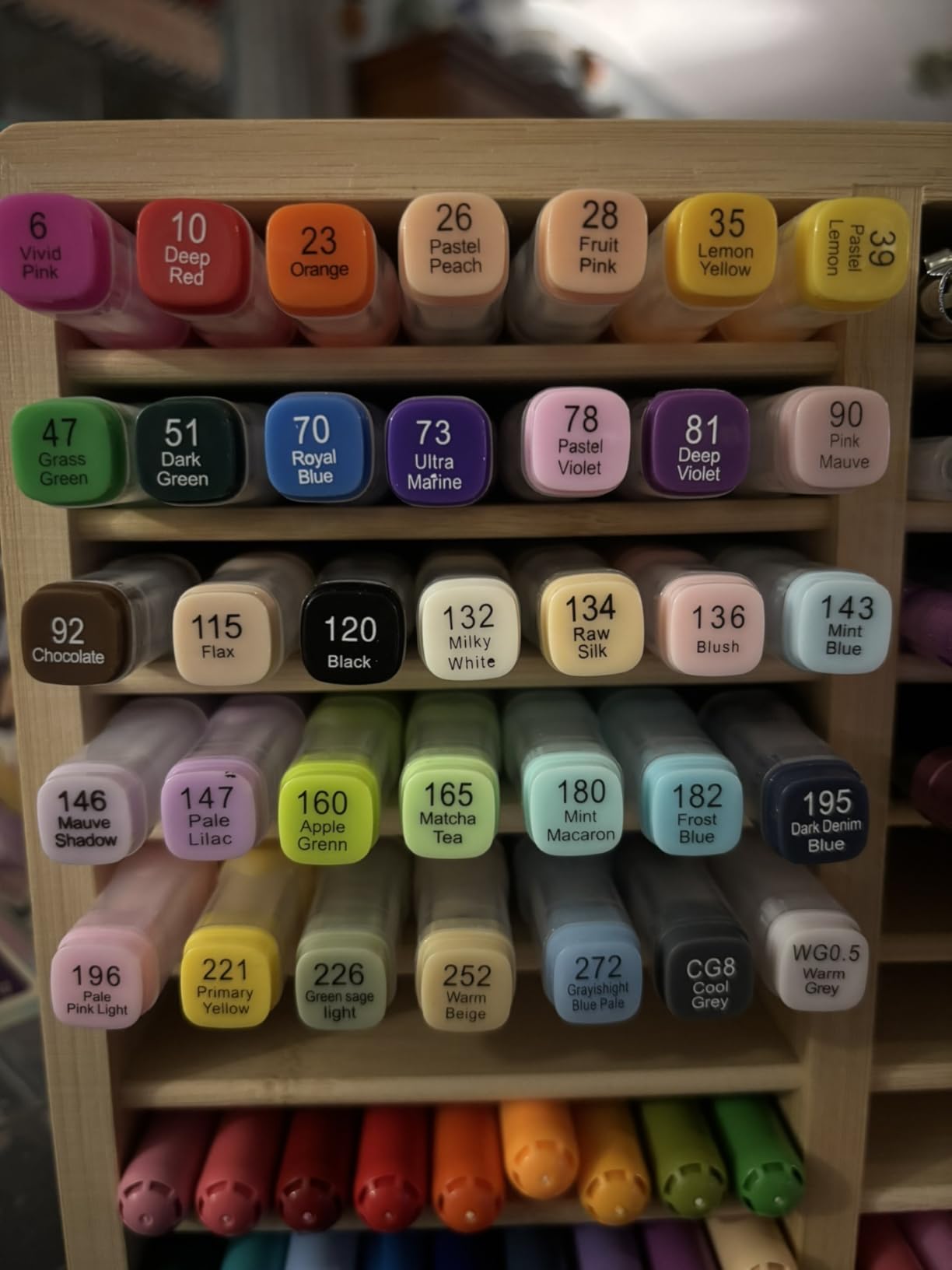 Ohuhu Bamboo Marker Organizer, Wooden Desktop Storage Holds 126 Markers customer photo 1