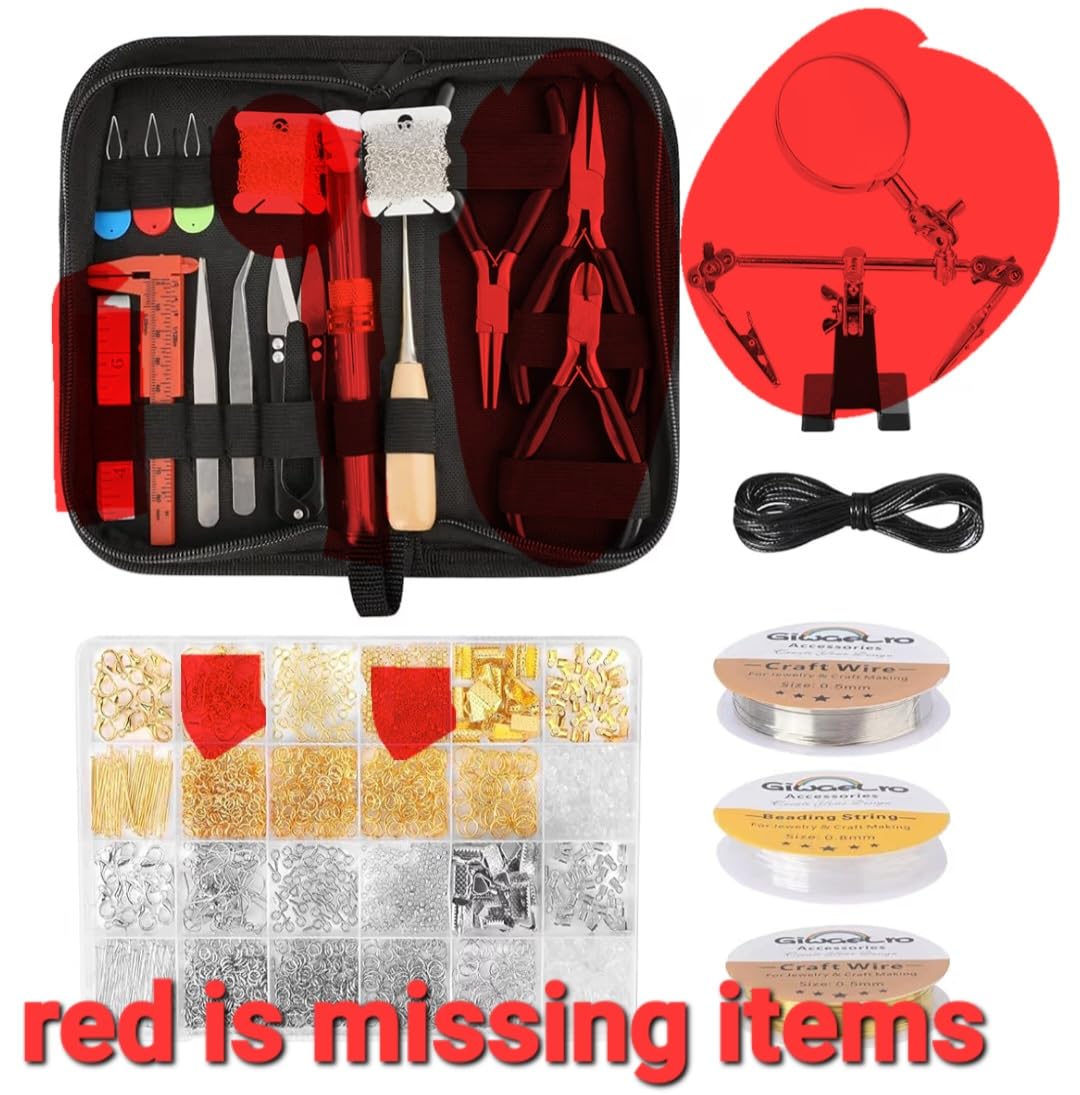 Giwaelro Jewelry Making Kit for Adults, Jewelry Making Supplies with Pliers, Wires, Findings, Necklace Chains, Magnifier and Storage Bag customer photo 1