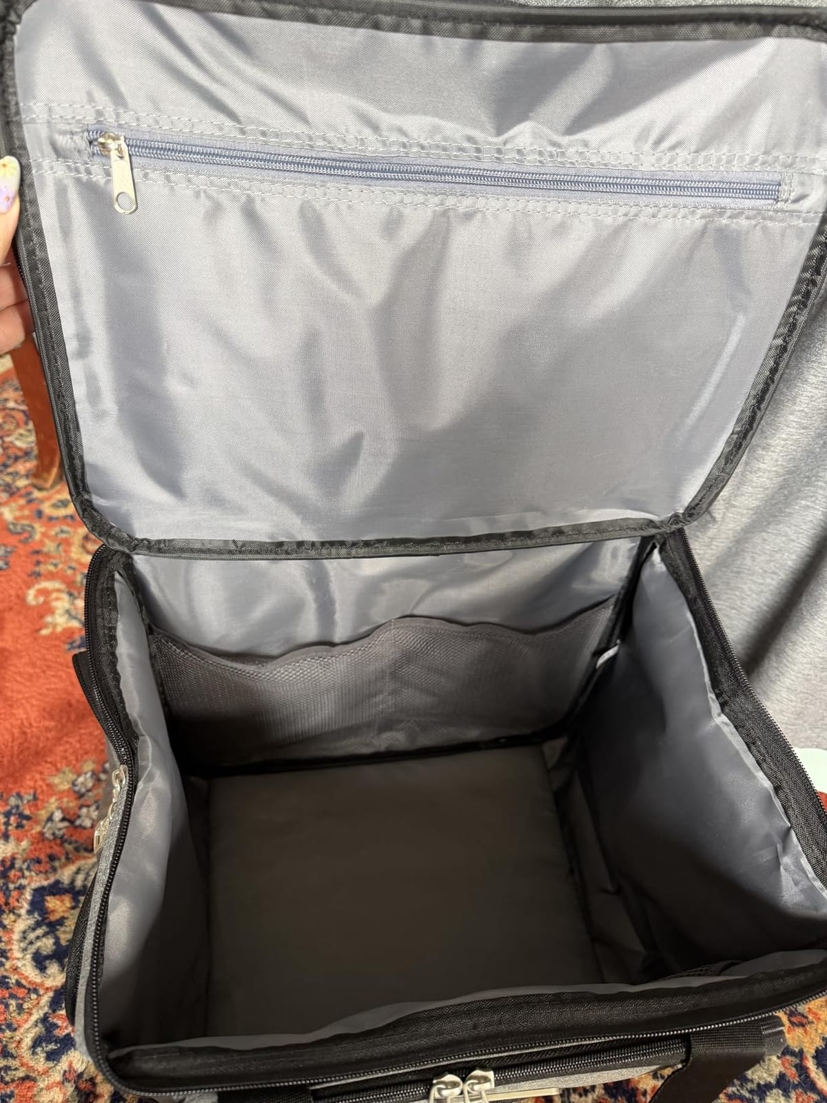 CAB55 Rolling Craft Bag, Tote Bag with Wheels for Women, Rolling Teacher Bag with Removable Folding Hand Truck (Grey) customer photo 2