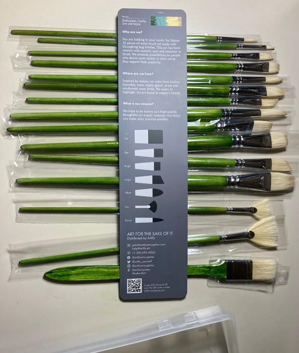 ARTIFY 15-Piece Professional Oil Paint Brush Set - Natural Hog Bristle, No-Shedding, Handcrafted by Masters for Oil/Acrylic/Gouache/Watercolor Painting (Includes Carrying Case) customer photo 1