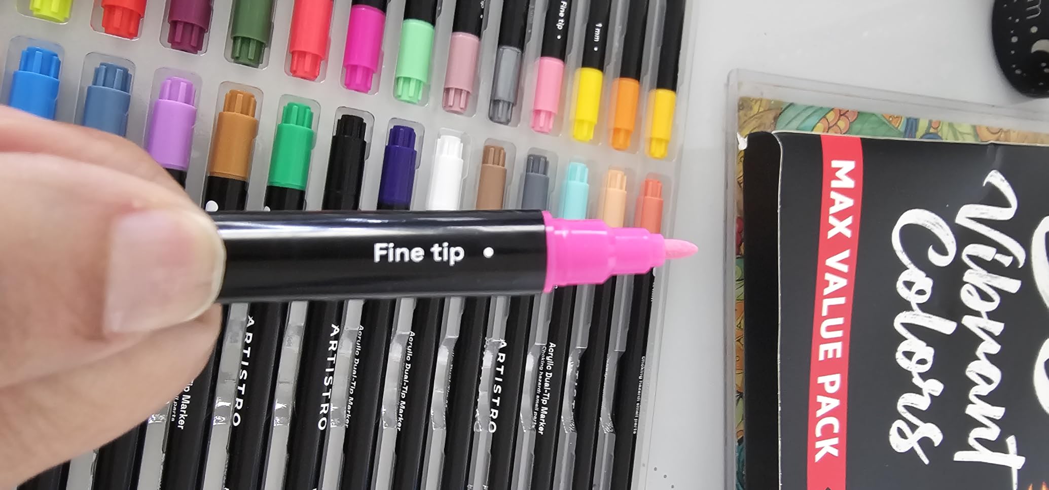 ARTISTRO 5 Black Dual-Tip Acrylic Paint Marker Pens customer photo 1