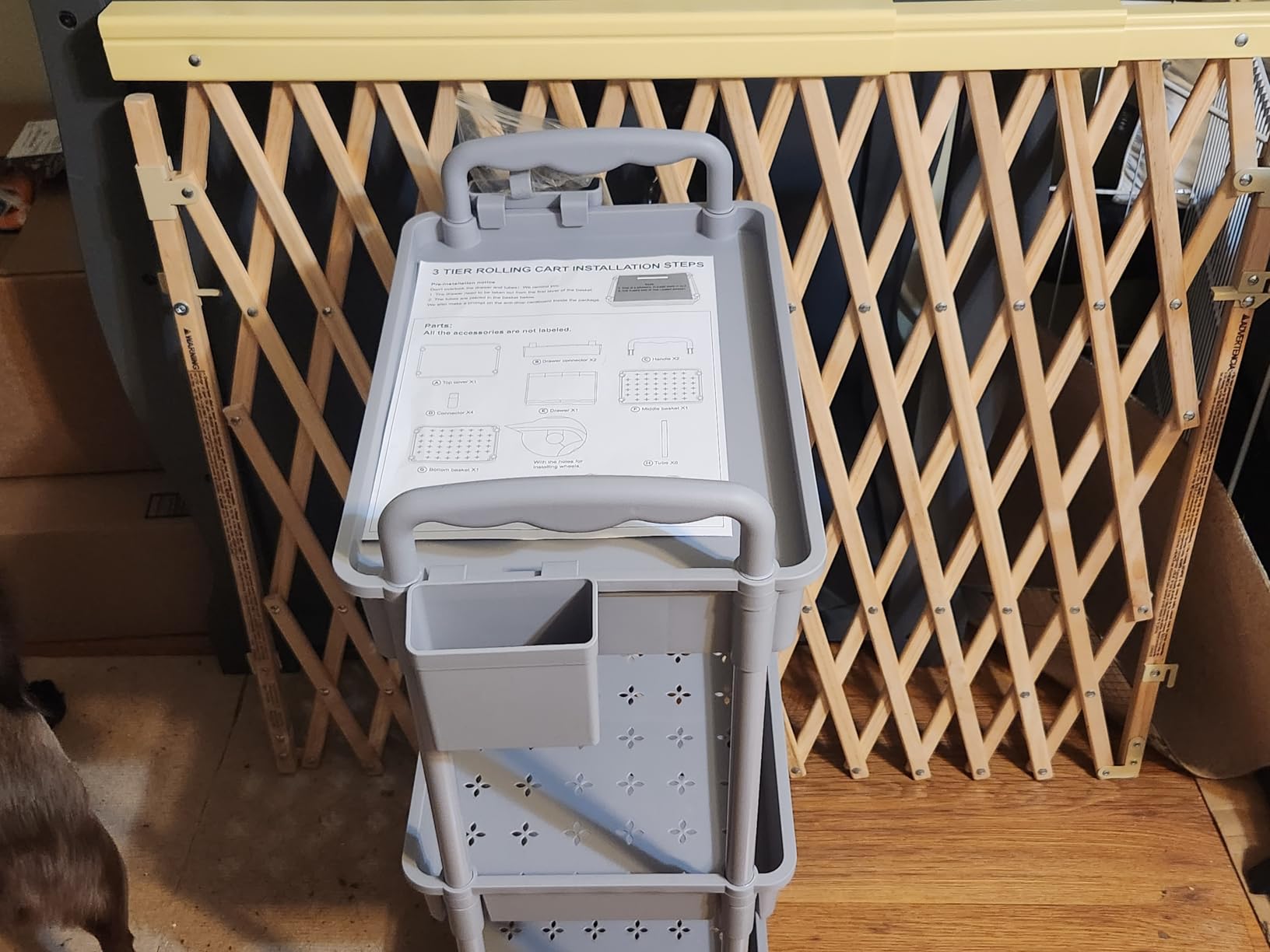 SUNALLY 3 Tier Rolling Cart with Drawer, Craft Storage Cart Organizer,White customer photo 1