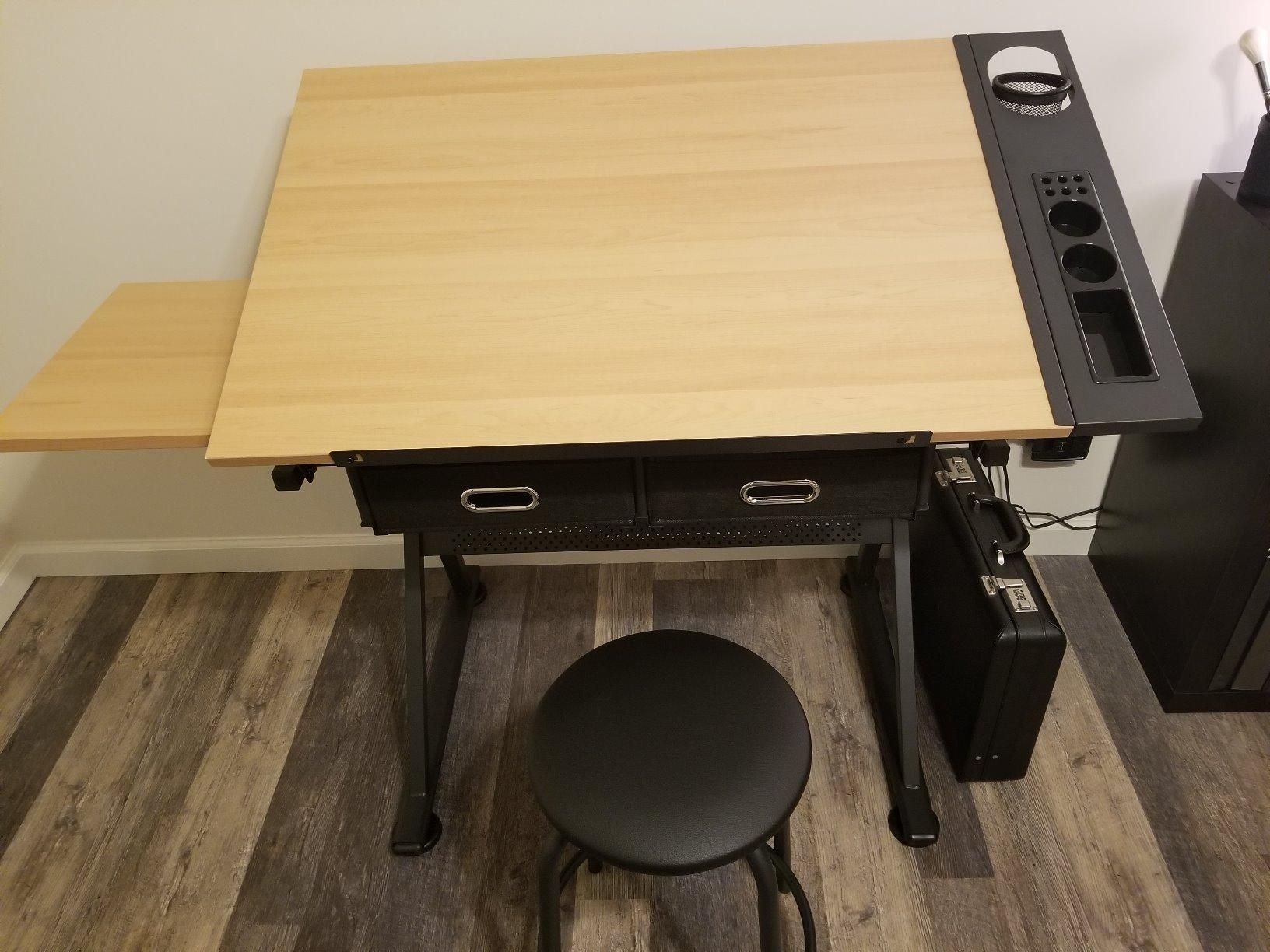 Nova Microdermabrasion Height Adjustable Drafting Table - Art/Craft Desk with Stool and 2 Slide Drawers for Reading, Writing, Crafting, Painting customer photo 1