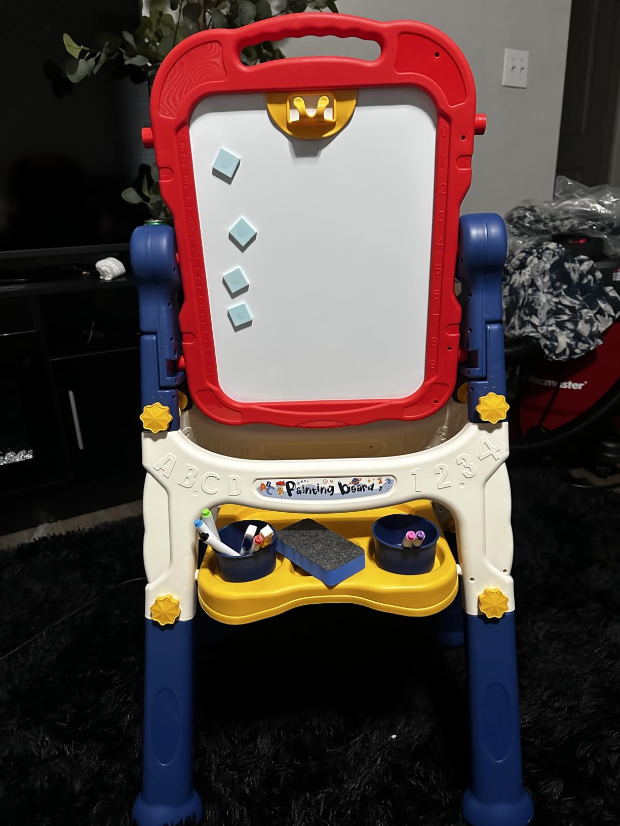Kids Easel for Toddlers Age 3-4 Art Magnetic White Board & Chalkboard Double Side Adjustable Stand Art Easel Drawing Writing Learning Educational Toys for 3 4 5 Year Boys Girls Birthday Gifts customer photo 2