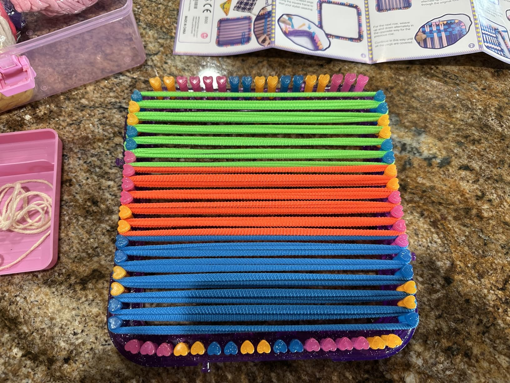 Weaving Loom Kit Toys Crafts - Arts and Crafts for Kids and Adults - Great Birthday Gifts for Girls Ages 6 7 8-12 13 Years Old - Sturdy Frame Potholder Loom Making Kits Portable Box and Craft Loops customer photo 1