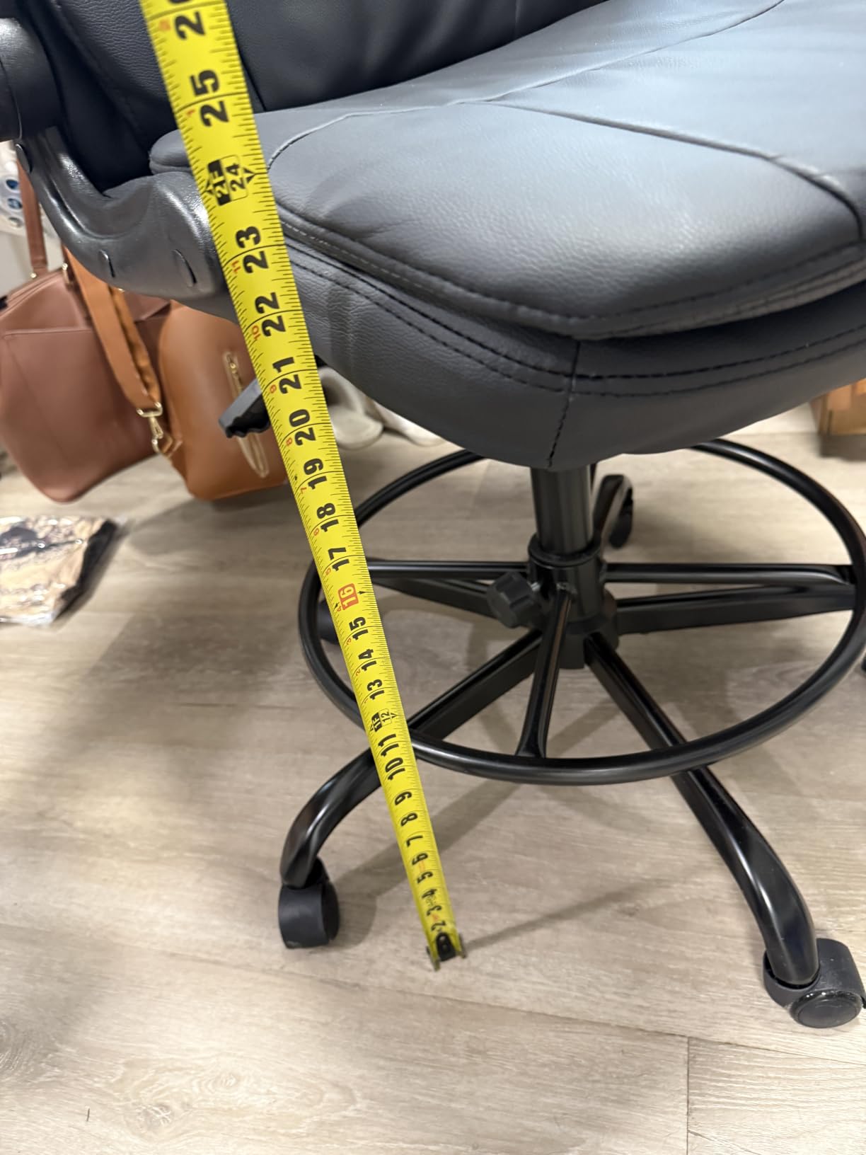 Misolant Drafting Chair, Tall Office Chair for Standing Desk, High Leather Executive Office Chair with Adjustable Height and Flip-up Armrest for Counter Height Desk customer photo 1