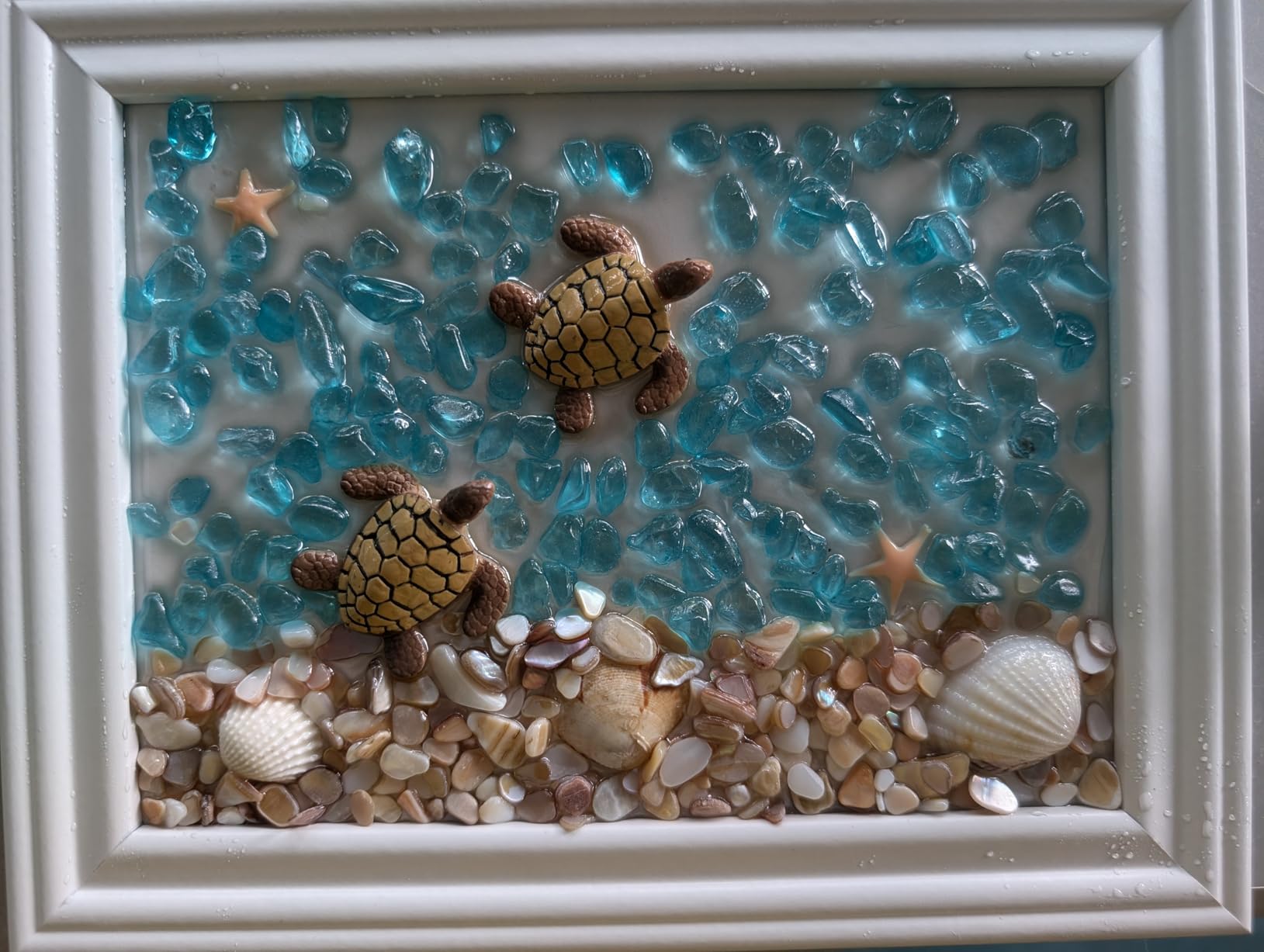 Sea Glass Art Kits, New Sea Glasss Resin Art Kits for Adults, DIY Mosaic Glass Kits, Mosaic Kits for Adults Resin Beach Art Kit for Home Decoration, Bookshelf, Office, Windowsill (G) customer photo 2