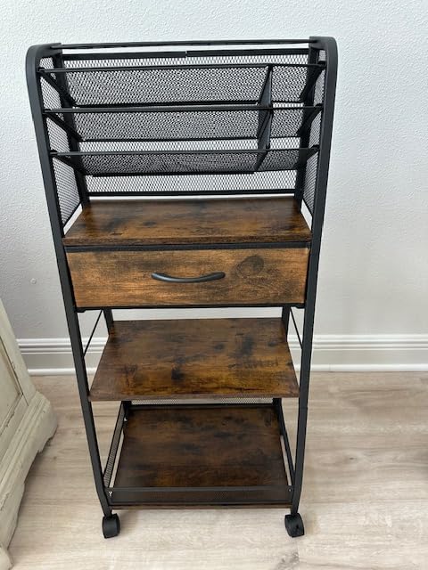 Homsorout 3 Tier Rolling Cart - Metal Utility Cart with Storage Drawer and Wheels, Versatile Art & Craft Organizer for Home, Office, or Studio - Ideal for Storing Brushes, Paints, and Supplies customer photo 2