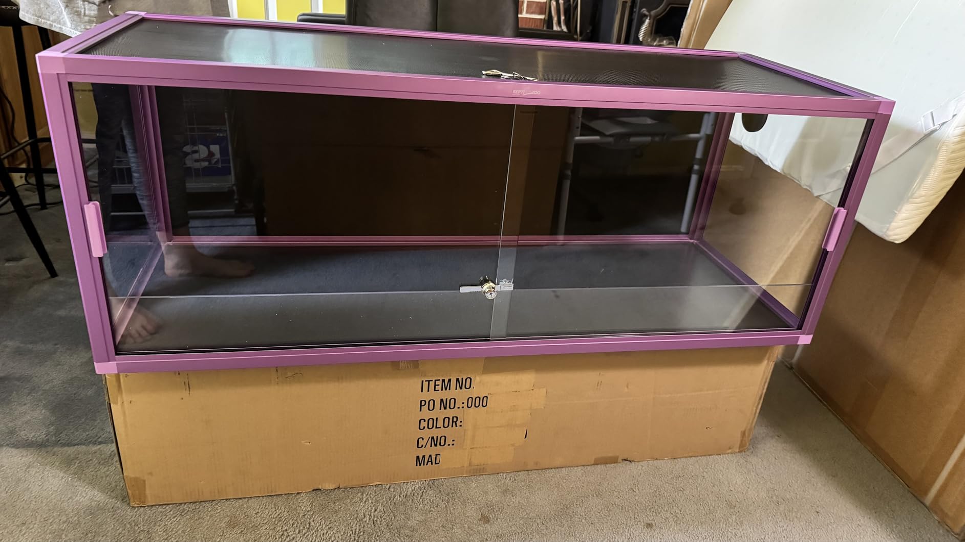 REPTI ZOO 120 Gallon Reptile Terrarium, 4x2x2 ft Light Weight Reptile Enclosure, Colored Reptiles Tank with Tempered Glass Door, Large Aluminum Habitat for Bearded Dragon, Snake, Lizard, Gecko-Purple customer photo 1