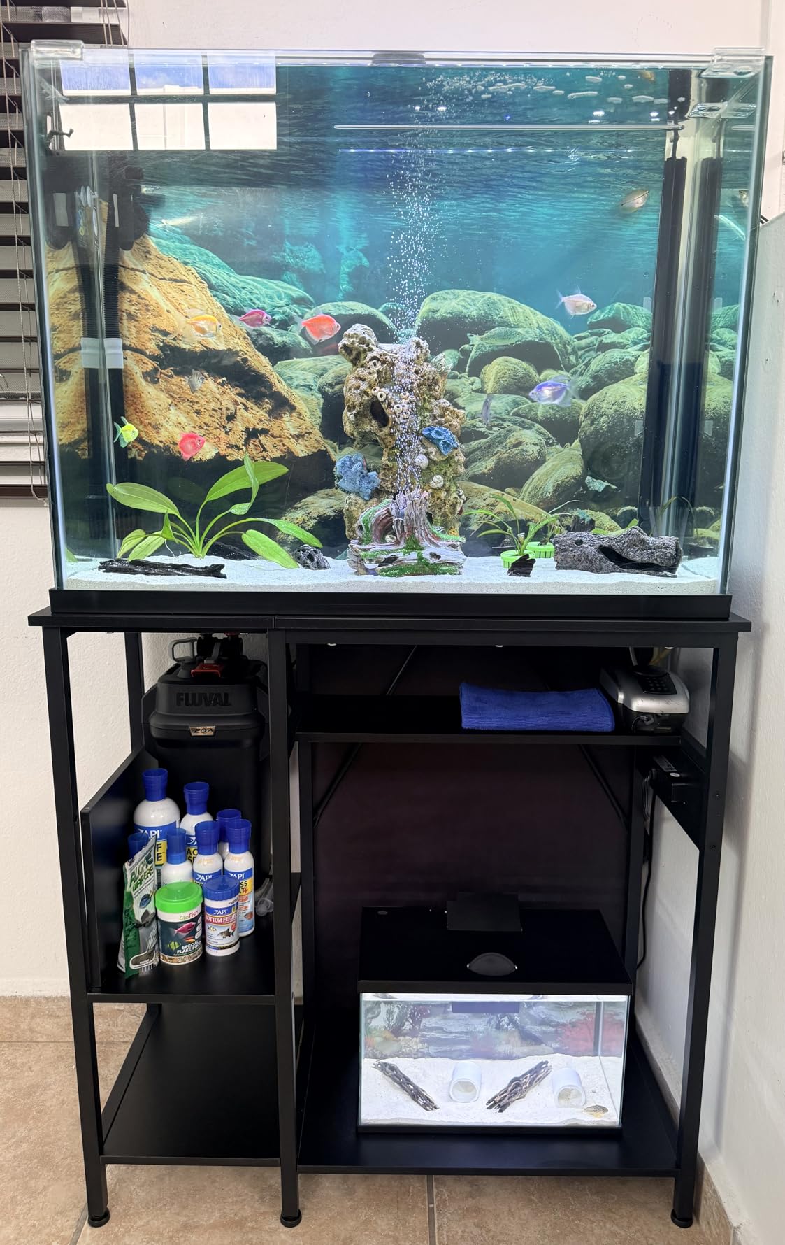 GRLEAF 55-75 Gallon Aquarium Stand: 1000LB Capacity, Built-In Power Outlets, 3-Tier Shelves for Fish Tank Accessories Storage, Heavy-Duty Steel/Wood Hybrid for Fish & Reptile Tanks | Excludes Tank customer photo 1