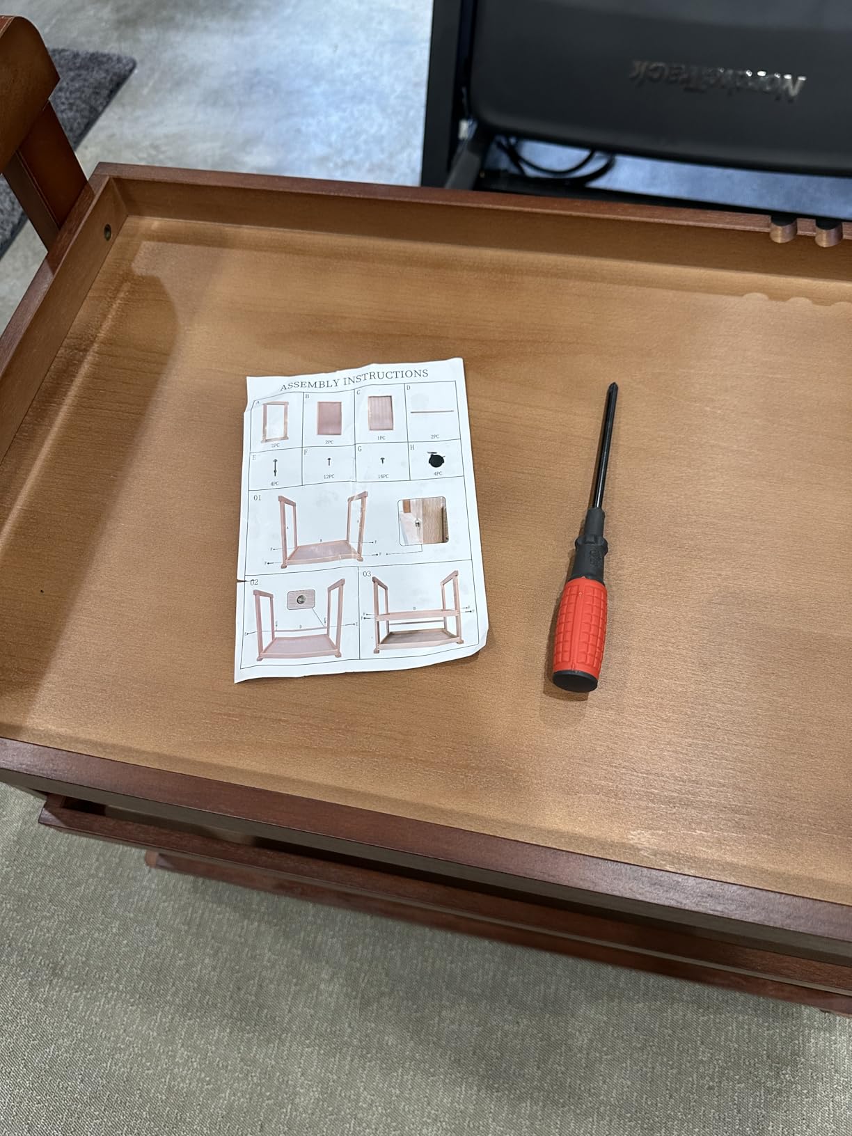 Falling in Art 3-Tier Beechwood Rolling Cart with Caster Wheels, Walnut customer photo 1