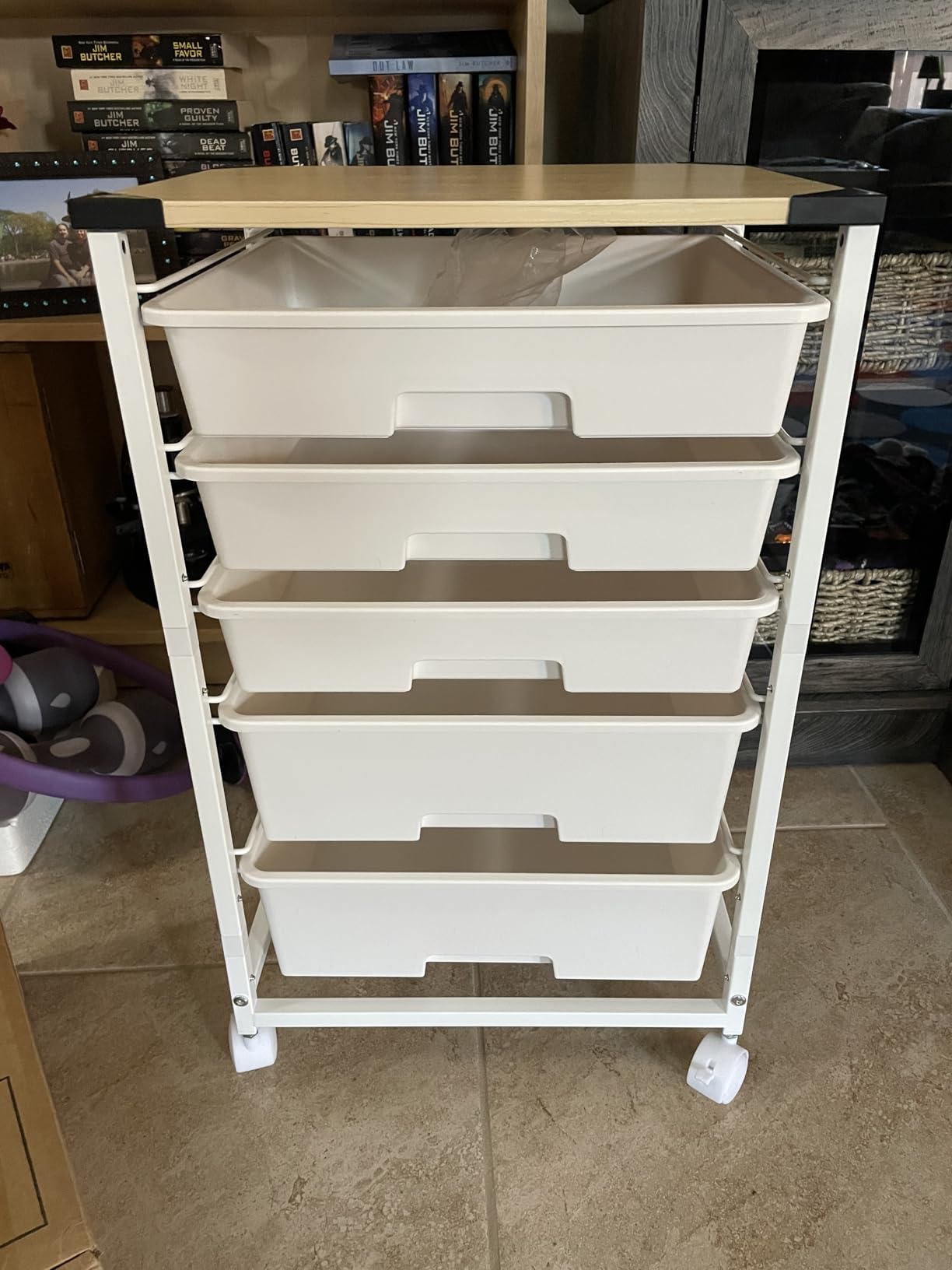 SYKIARIOL Rolling Cart with Drawers,5 Drawers Storage Cart,Light Green customer photo 1