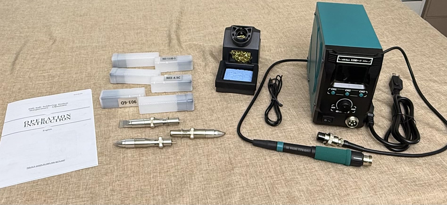 YIHUA 939D+ IV 300W Heavy Duty Soldering Iron Station for Stained Glass, Temp Adjustable Solder Station with Detachable Solder Iron, 3 Soldering Tips, 3 Pre-set Channels, Sleep Mode, ESD-Safe customer photo 1