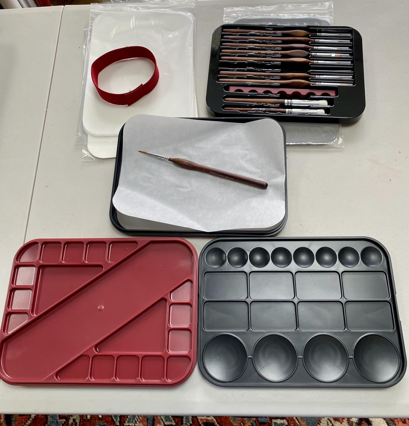 Wet Pallet for Painting Miniatures - Golden Maple 2 in 1 Dry and Wet Palette with Lid, Including 11 Miniature Paint Brushes,100PCS Palette Paper, 4PCS Sponges, Paint Brushes Holders customer photo 2