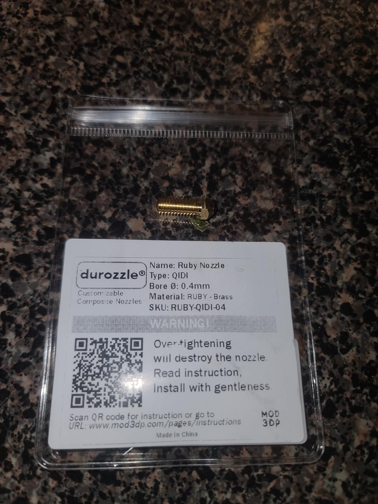 Ruby Nozzle 0.6mm for QIDI Q1-Pro/X-Max3 / X-Smart3 / X-Plus3 3D Printer, Hardened & Abrasion Resistant, Nickel Plated Copper customer photo 2