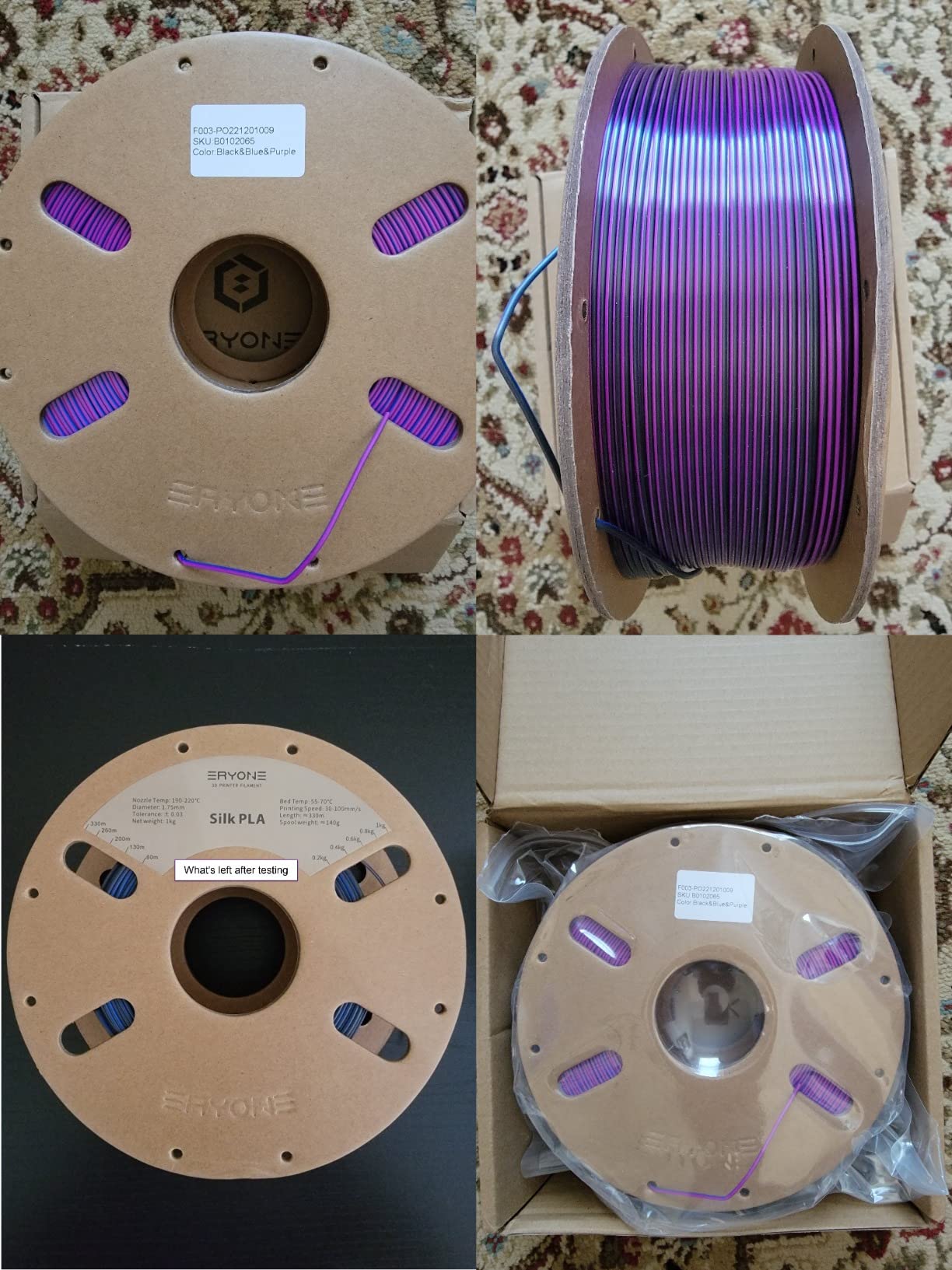 ERYONE Silk PLA Filament for 3D Printer 1.75mm +/- 0.03mm, Shiny Filament 1kg (2.1lbs)/Spool, Liquid Gold customer photo 2