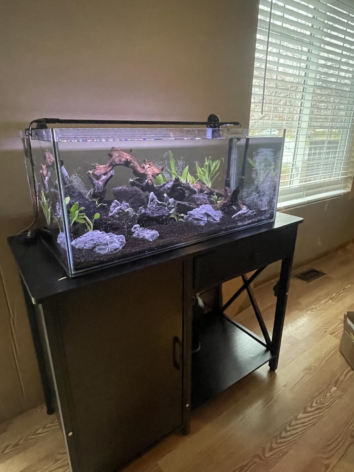 55-75 Gallon Aquarium Stand with Cabinet Drawer, Power Outlet,Black customer photo 1