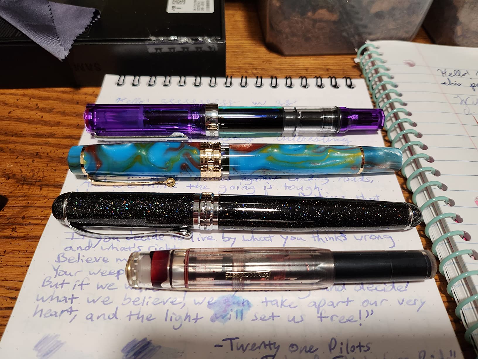 Asvine P20 Piston Fountain Pen, Stub Nib 1.1mm Calligraphy Art Drawing Purple Marble Acrylic with Case Set customer photo 2
