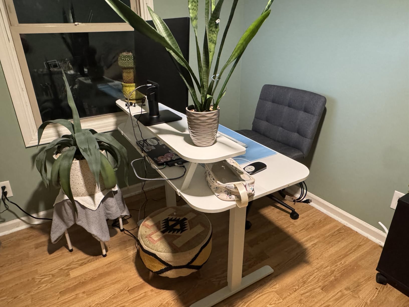 COMHOMA Electric Standing Desk with Drawers, 48 x 24'' Sit Stand up Desk with Monitor Stand, Laptop Stand, Height Adjustable Ergonomic Home Office Computer Desk with Memory Preset Controller customer photo 1