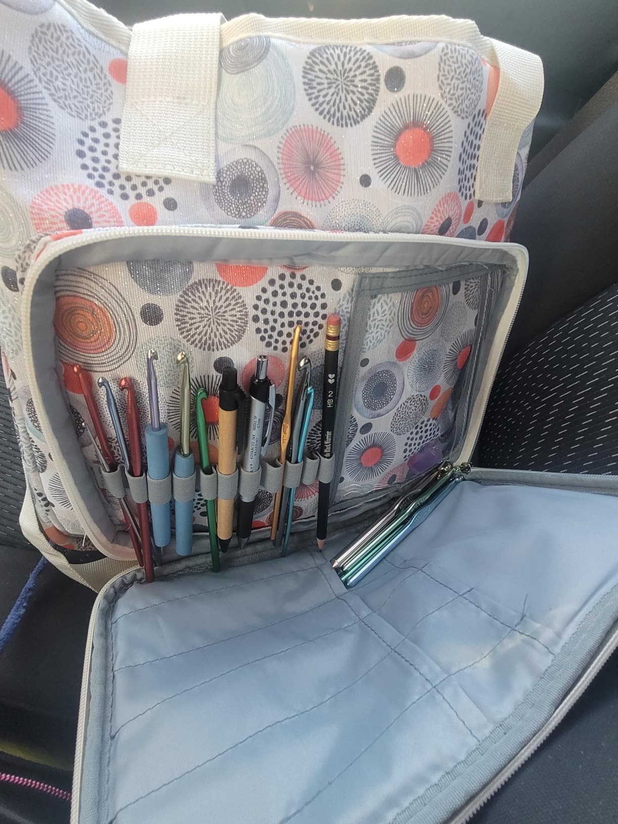 Coopay Portable Crochet Bag, Extra Large Yarn Storage for Crochet Accessories and Supplies, Yarn Bags with Wheels and Telescoping Handle, Durable Knitting Bag for Craft Enthusiasts customer photo 2