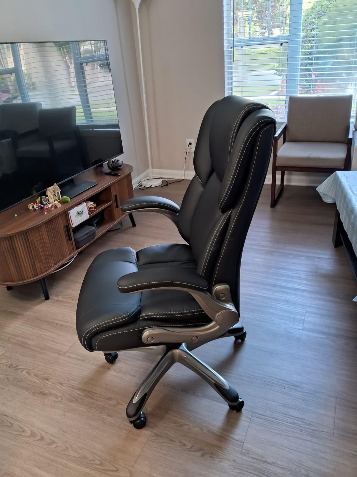 COLAMY Ergonomic Executive Office Chair, High Back Desk Chair with Adjustable Lumbar Support, Flip-Up Armrests & Thick Seat Cushion, 90°–110° Reclining Computer Chair for Home Office customer photo 2