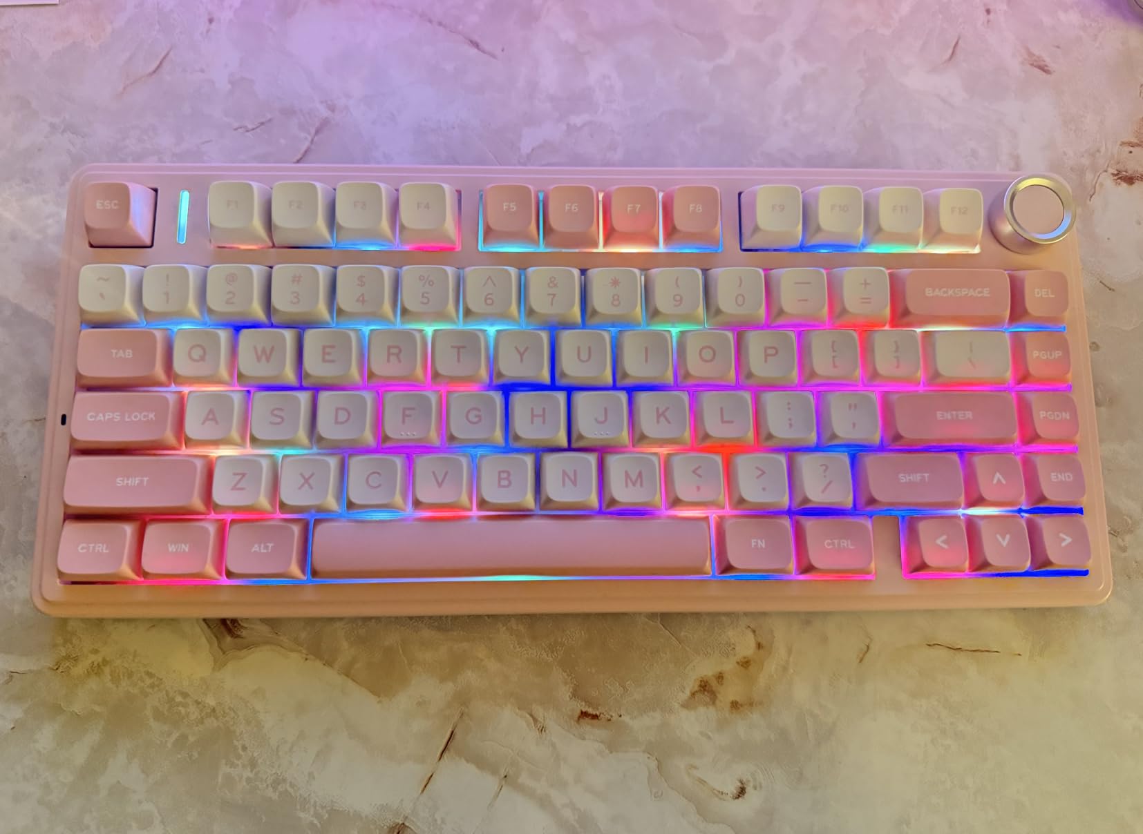 AULA F75 75% Wireless Mechanical Keyboard, Hot Swappable Creamy Keyboard, Pre-lubed Linear Switches, 2.4GHz/Type-C/BT5.0, RGB Backlit Gaming Keyboards(White&Brown) customer photo 2