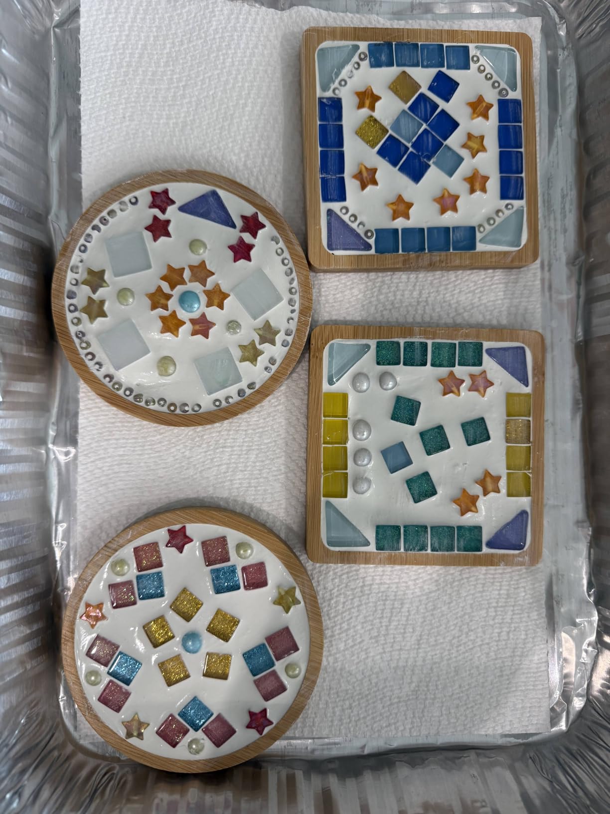 4 Sets DIY Mosaic Kits for Adults Mixed Color Mosaic Tiles for Crafts customer photo 1