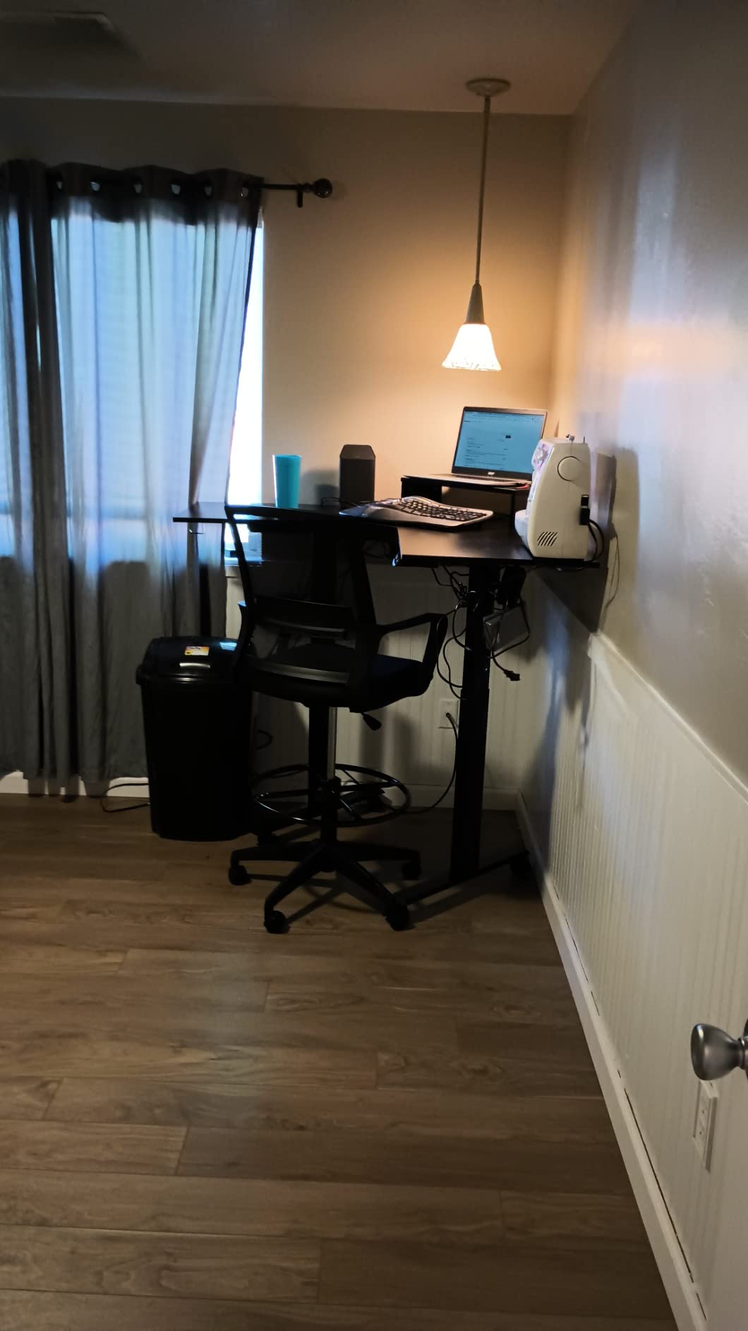 BestOffice Drafting Chair Tall Office Chair Adjustable Swivel Rolling Mesh Height with Lumbar Support Arms Footrest Mid Back for Adults Standing Desk Drafting Stool(Dark Black) customer photo 2