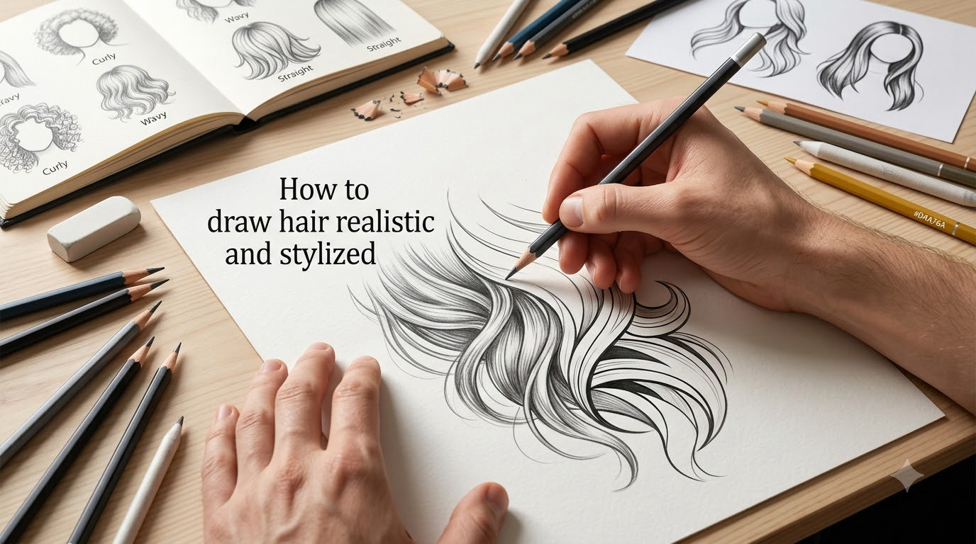 How to draw hair realistic and stylized
