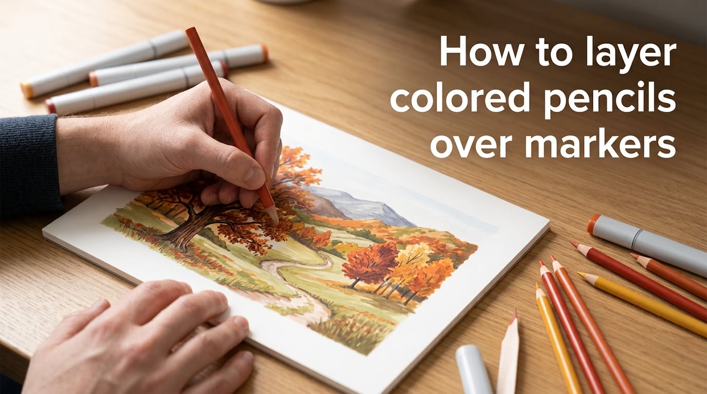 How to layer colored pencils over markers