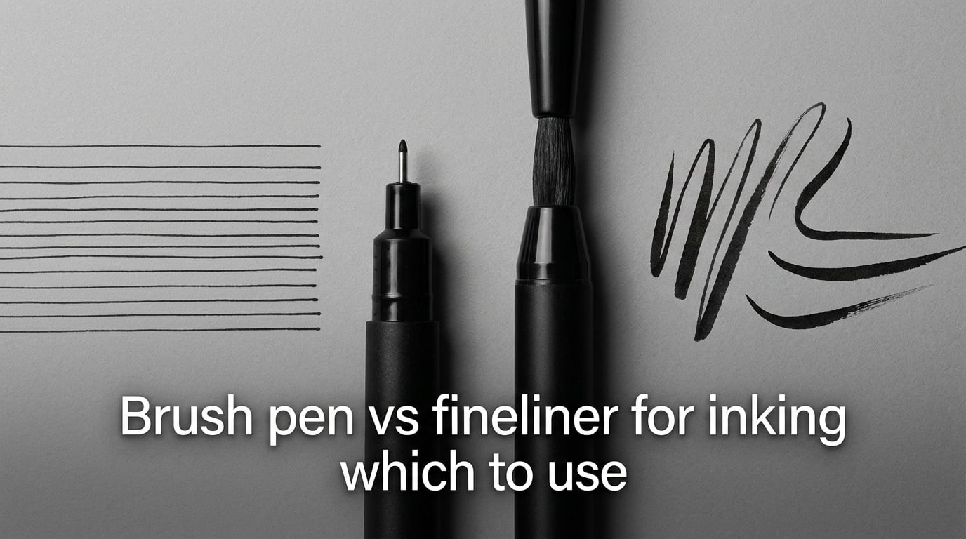Brush pen vs fineliner for inking which to use