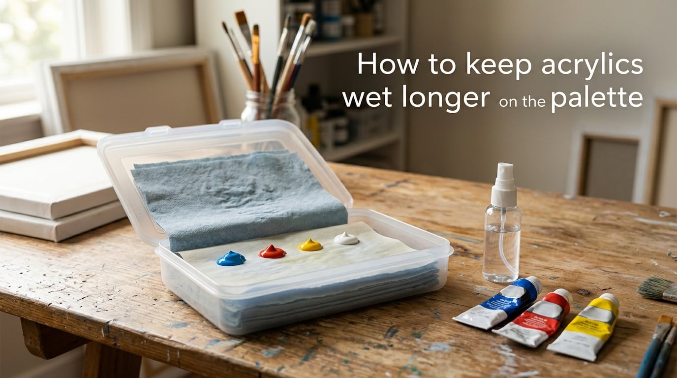 How to keep acrylics wet longer on the palette