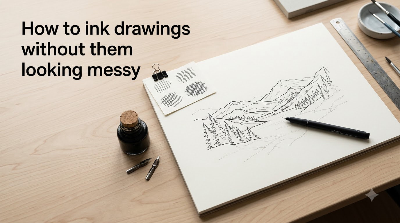 How to ink drawings without them looking messy