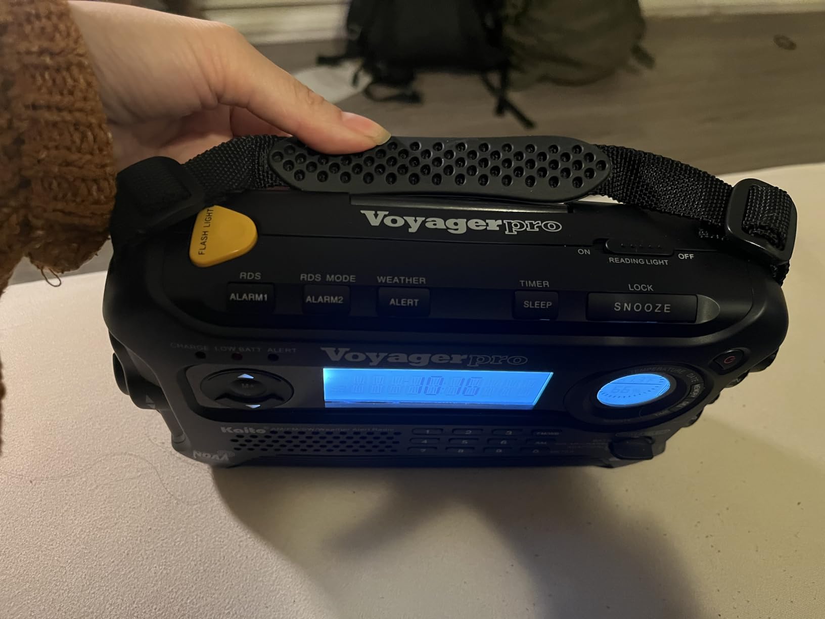 Kaito Voyager Pro KA600 Digital Solar Dynamo Hand Crank AM/FM/LW/SW & NOAA Weather Emergency Radio with Flashlight, Reading Lamp,Smart Phone Charger & RDS and Real-Time Alert, with AC Adapter, Black customer photo 1