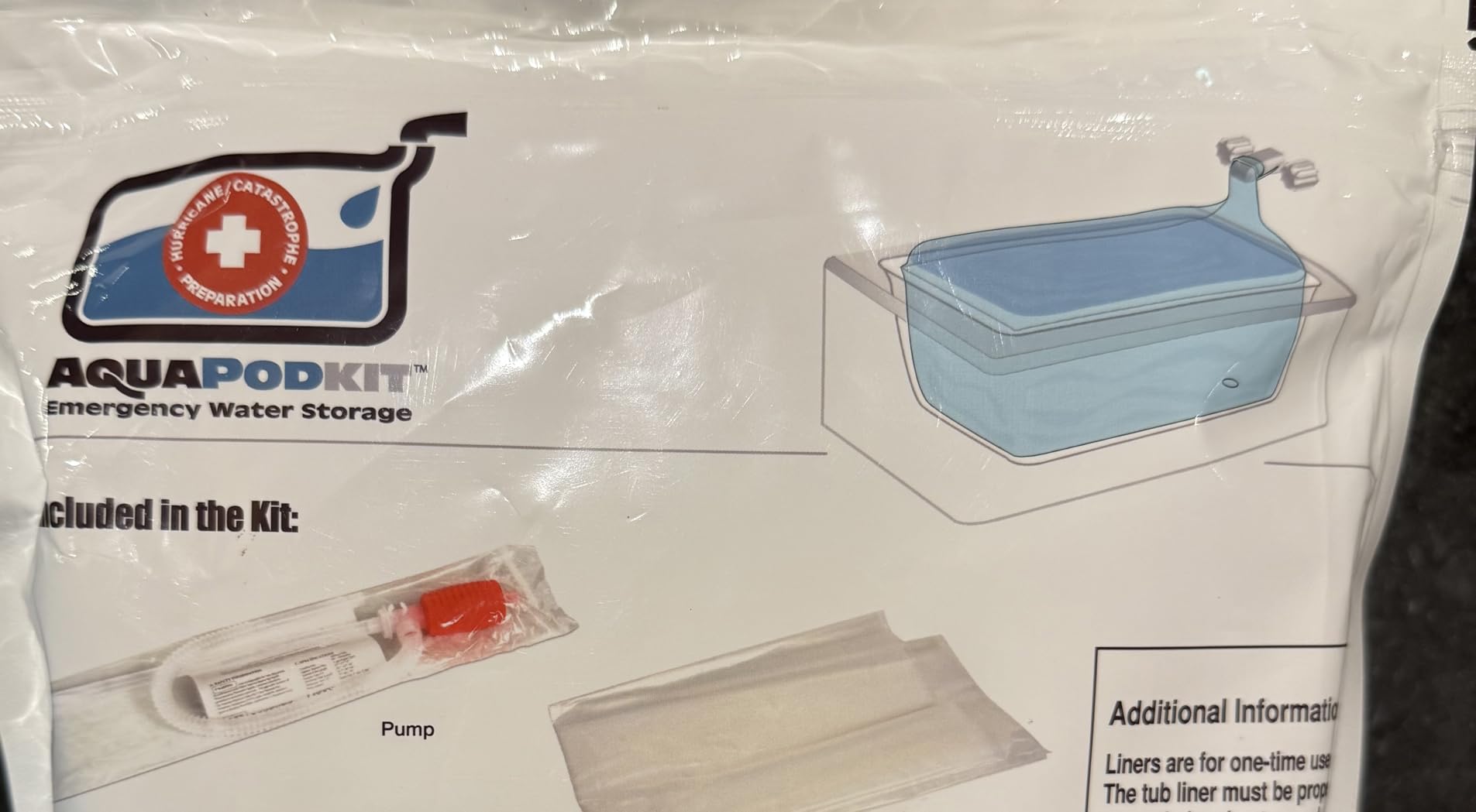AquaPodKit Made in USA - Emergency Bathtub Water Storage Bladder 65-100 Gallon Capacity - BPA Free- Food Grade Materials - Hurricane Disaster Preparedness Supply - Family Survival Supply (Bag) customer photo 2