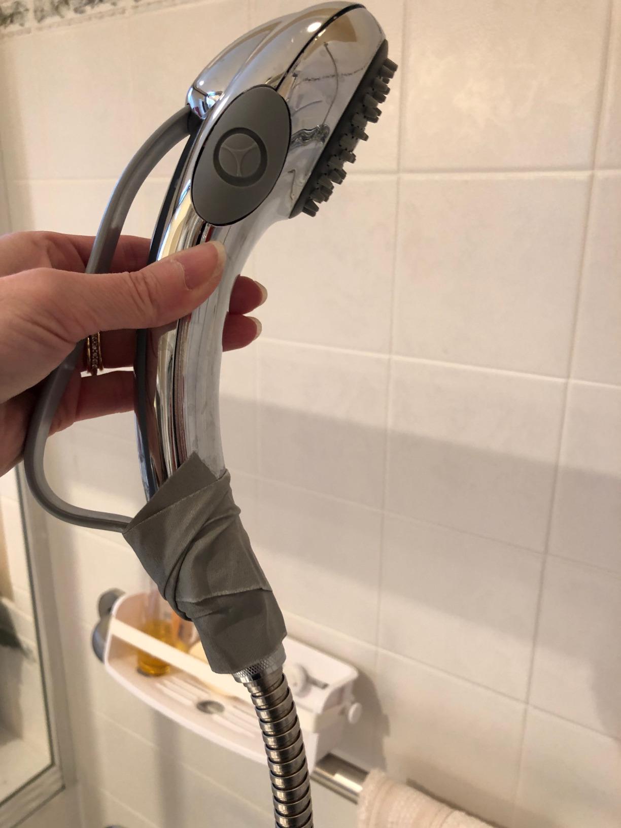 Elderly Handheld Shower Head Designed For Disabled Pregnant Woman Gravidas With 79-Inch Hose Suciton Cup Holder Bracket Home Care Control Button Convenient Push Button Chrome customer photo 1