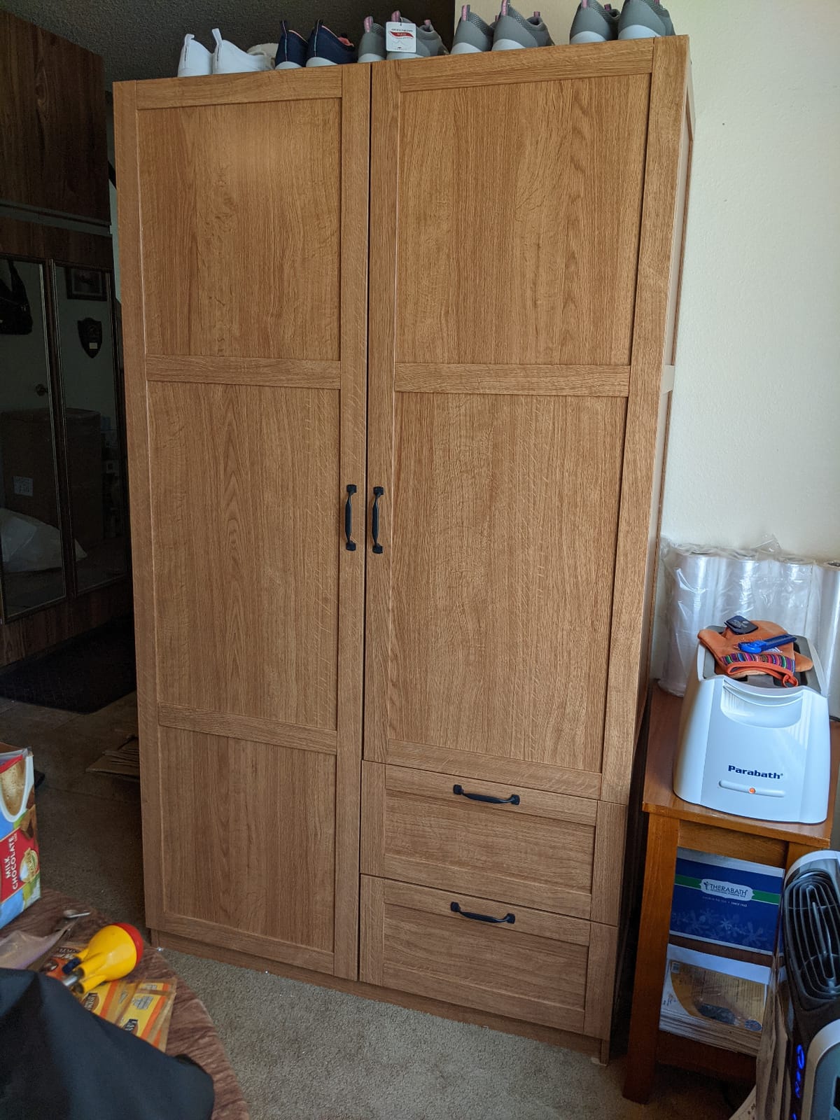 Sauder Select Multipurpose Bedroom Armoire Wardrobe Closet Pantry Storage Cabinet with Storage Drawers and Hanging Rail, in Soft White finish customer photo 1