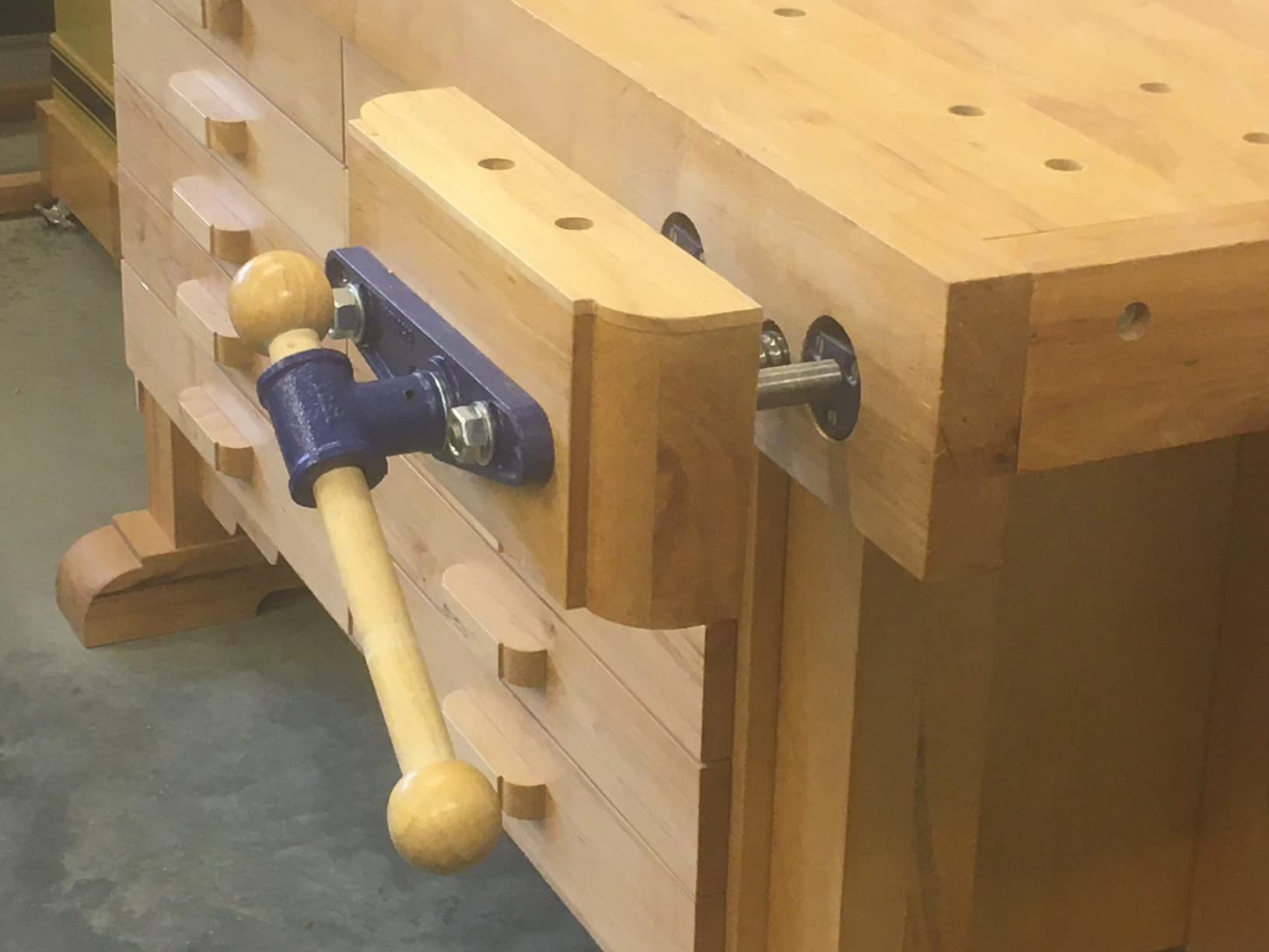 Yost Vises F10WW Woodworker's Vise | Front Vise | 10 Inch Woodworking Tool | Cast Iron Body Construction with a Solid Steel Main Screw | Blue customer photo 1