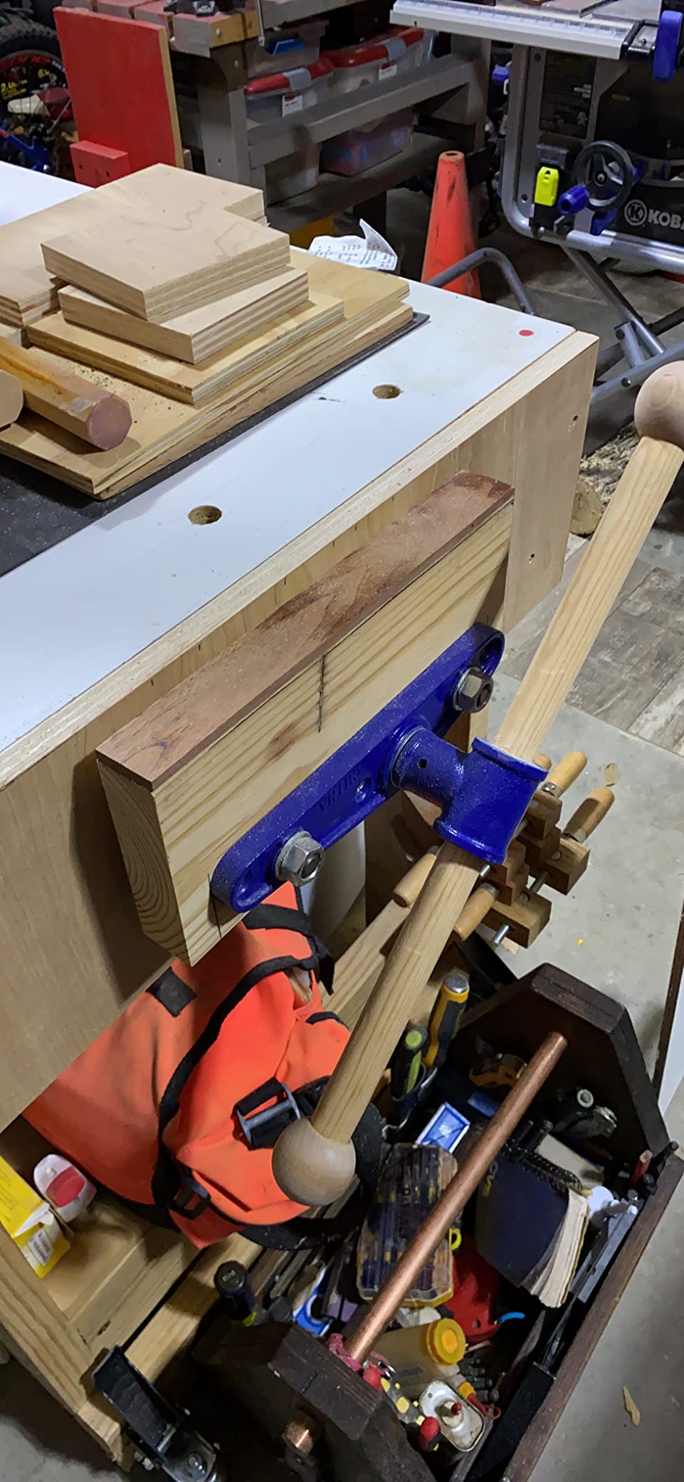 Yost Vises F10WW Woodworker's Vise | Front Vise | 10 Inch Woodworking Tool | Cast Iron Body Construction with a Solid Steel Main Screw | Blue customer photo 2