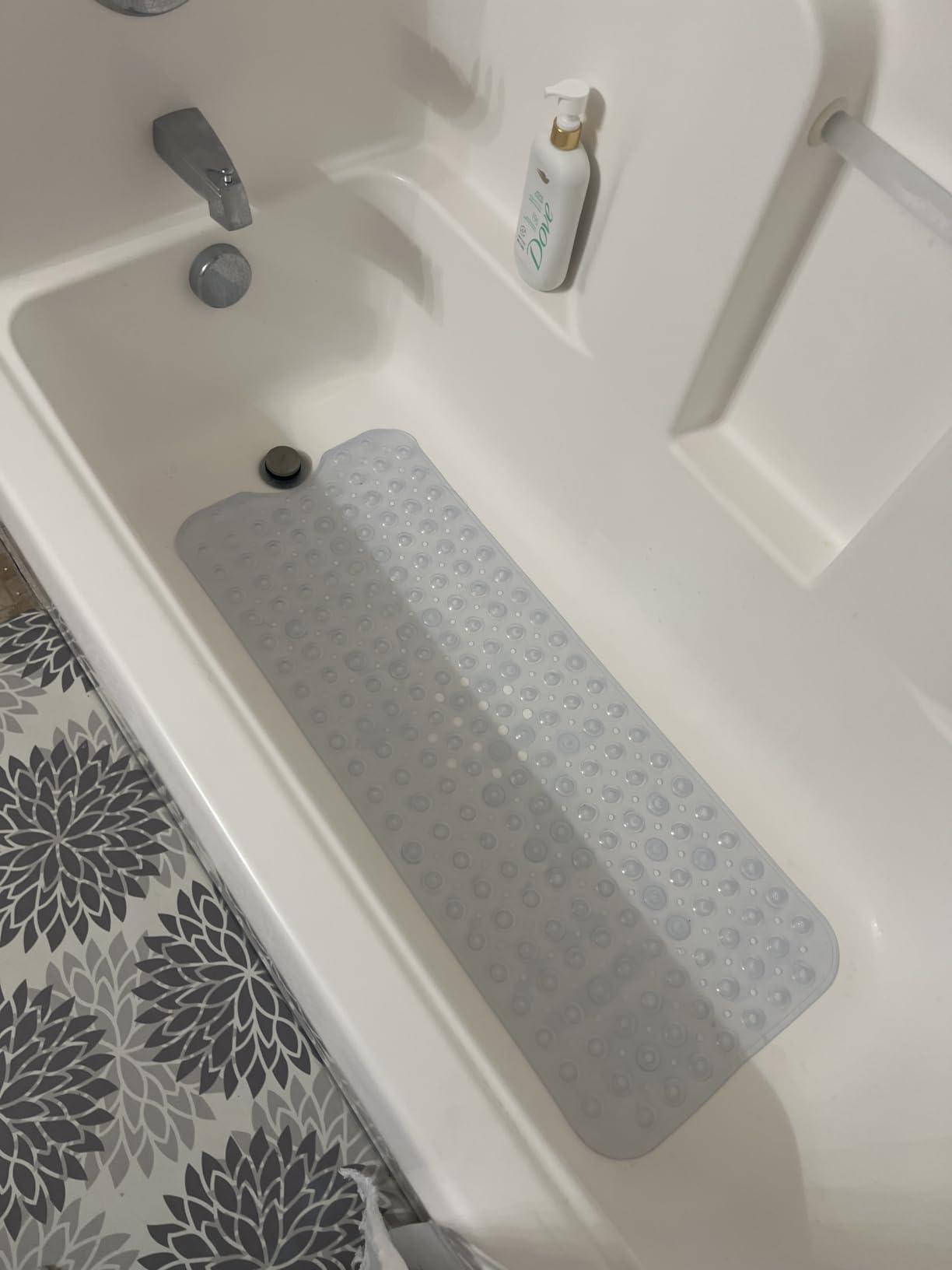 YINENN Bath and Shower Safety Mats 40x16 inch, Non Slip with Suction Cups for Bathroom Stall and Tub Floor, Extra Large and Machine Washable, Drain Holes Keep Bathtub Clean, Clear customer photo 1