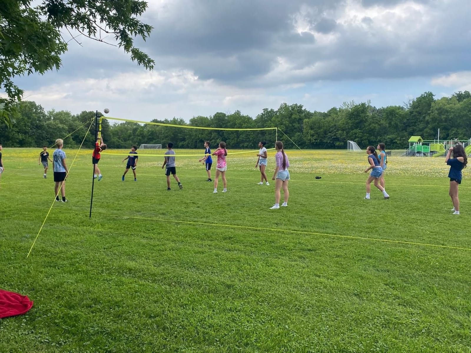 Outdoor Volleyball Net for Backyard, 32FT Anti-Sag Net with Steel Poles customer photo 2