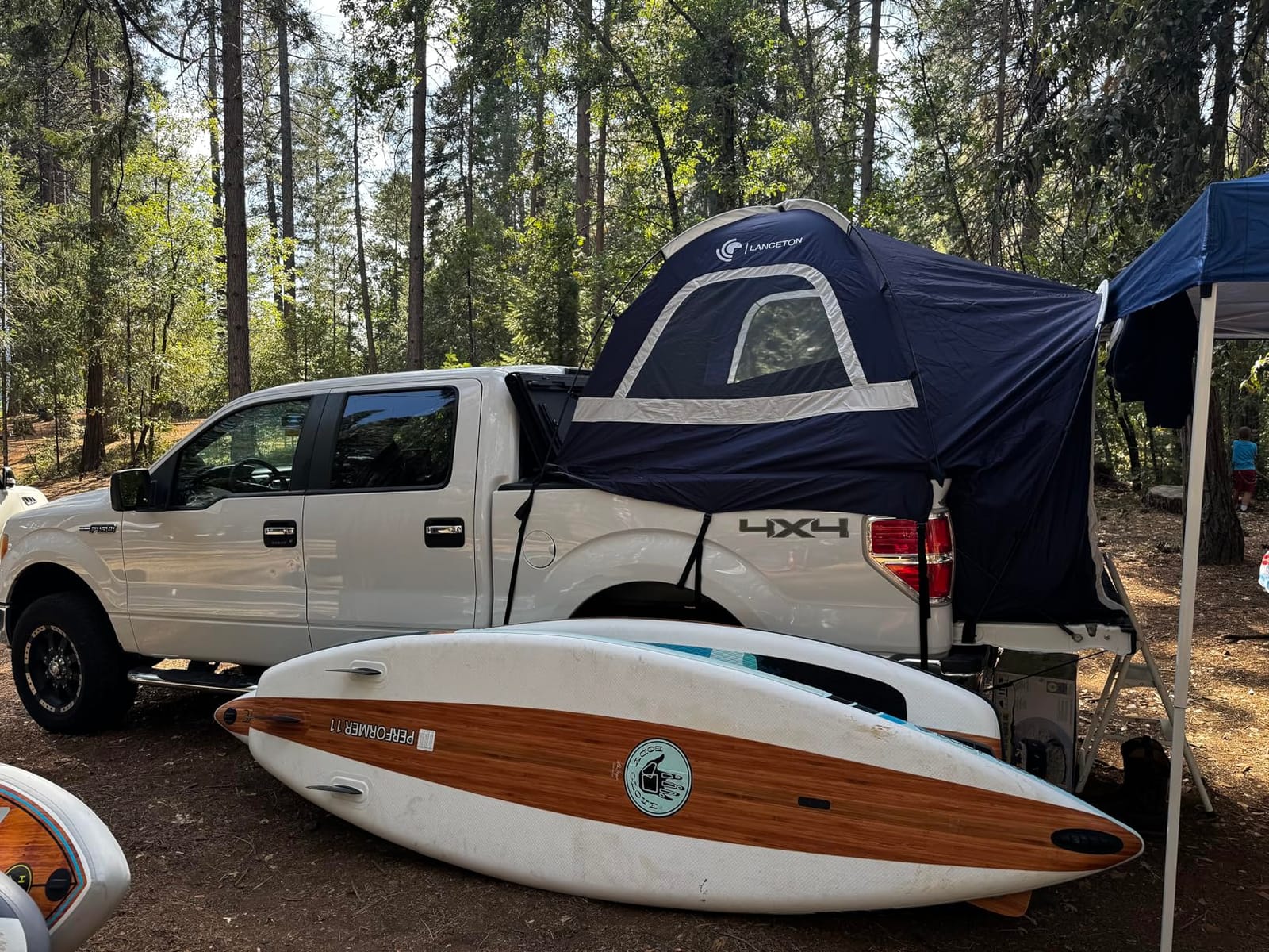 Pickup Truck Tent, Fit 5.5-6, 6.5ft Truck Bed, Waterproof PU3000 high Density Polyester Oxford, Windproof Pole and Insect-Prevention Double Layer Mesh Window & Door, Unique Rear Window Pipe customer photo 1