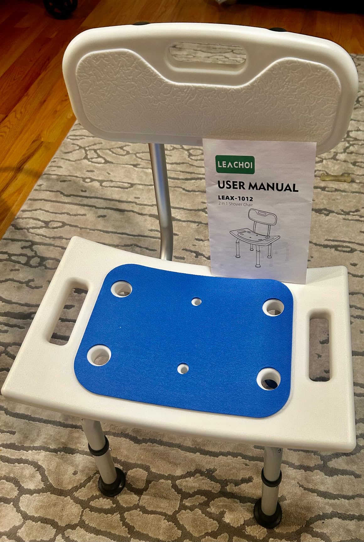 Shower Chair with Back Removable - 2 in 1 Nonslip Shower Stool for Inside Shower, Narrow Bathtub Chair, Adjustable Shower Seat for Seniors, Elderly, Handicap, Disabled (300 lbs), White customer photo 2