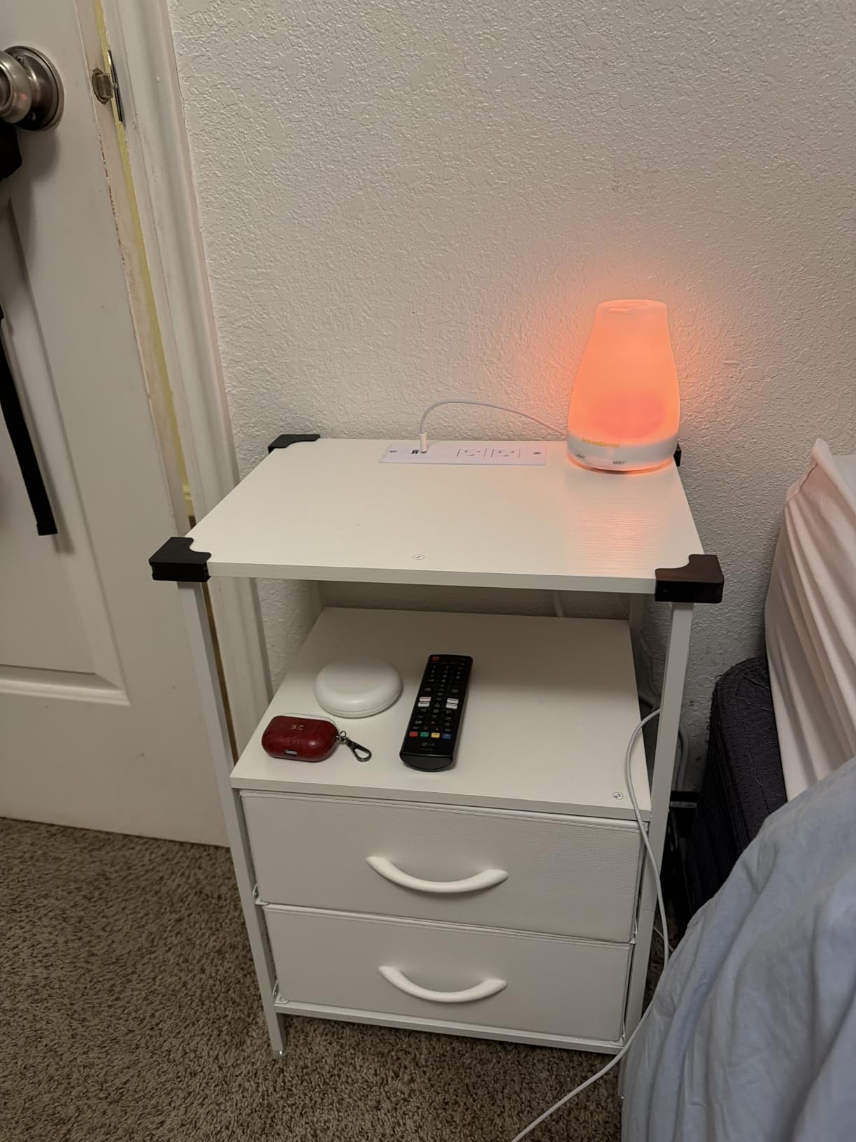 Huuger Nightstand with Charging Station, Side Table with Fabric Drawers customer photo 1