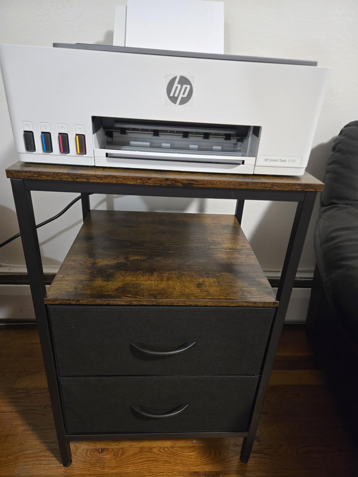 Huuger Nightstand with Charging Station, Side Table with Fabric Drawers customer photo 2