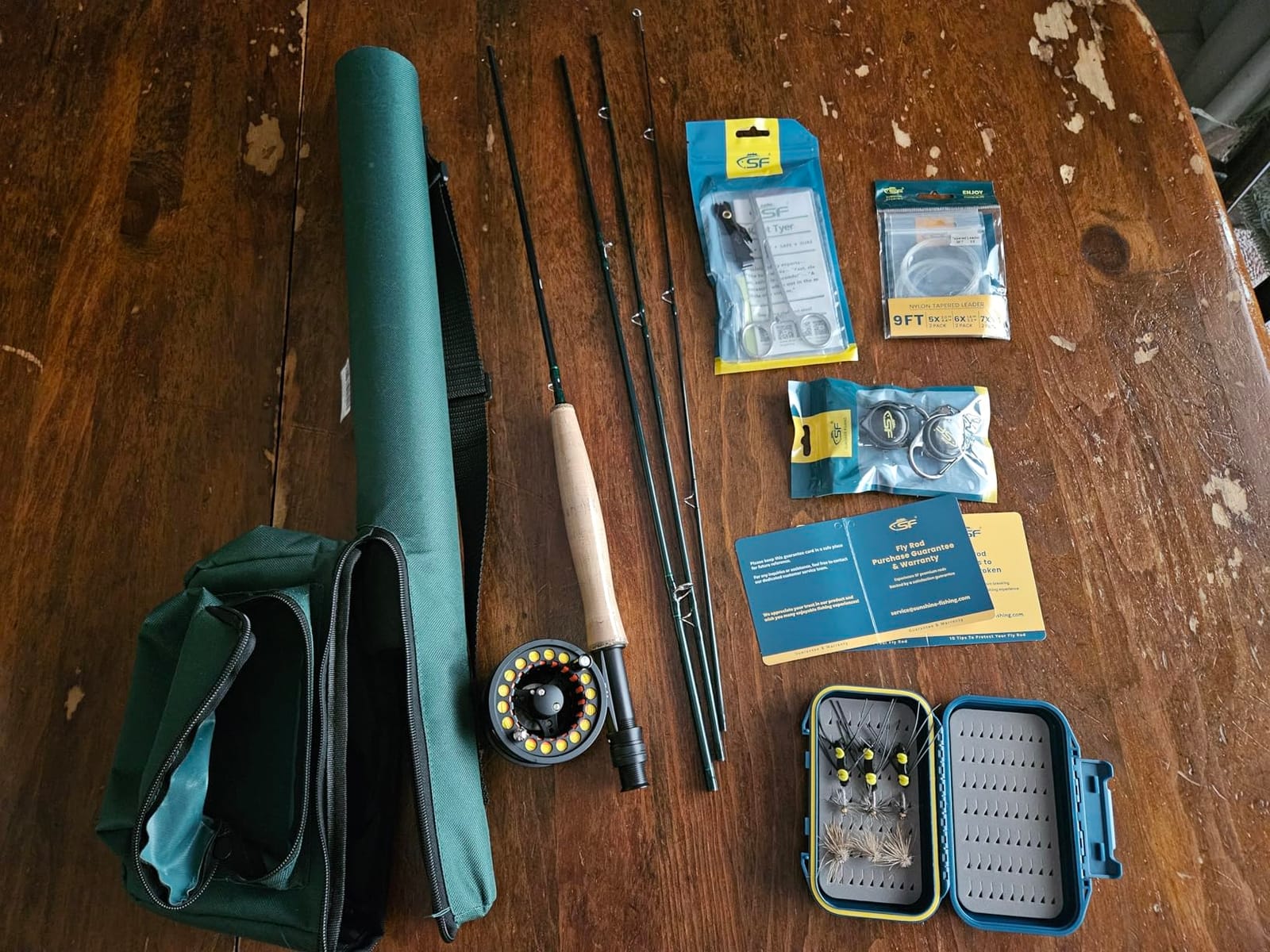 SF Fly Fishing Rod Combo Starter Kit Semi Gloss Green Jade Finish 24T Carbon Fiber Trout Travel Fly Rod with Reel,Fly Rod case,Fly Box , Flies,Tapered Leader,Knot Tying Tools customer photo 2