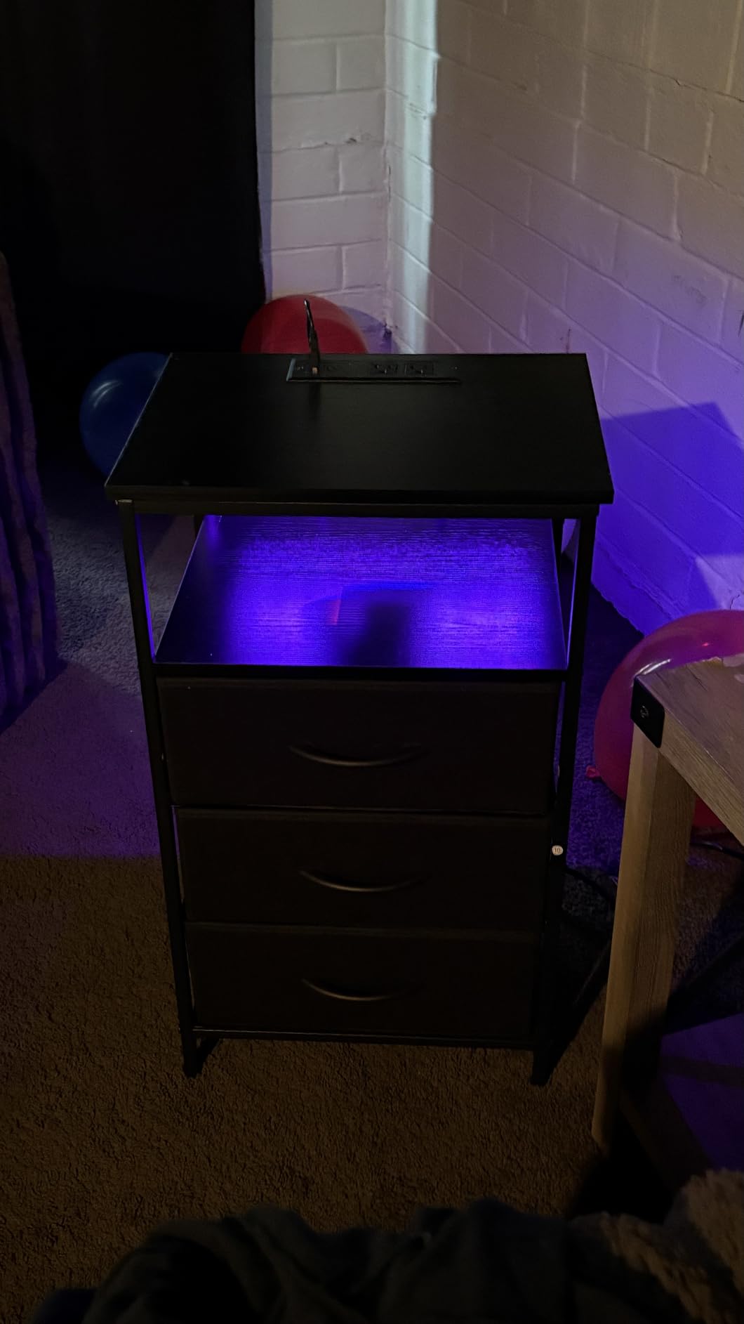 Huuger Night Stand with Charger Station and LED Lights, 2 Drawer Nightstand customer photo 2