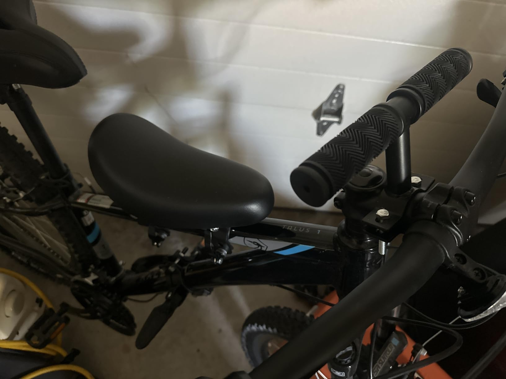 Front Mounted Bicycle Seats for Children, Kid Bike Seat Mountain with Handlebars Foot Pedals for Children 2~5 Years (Black) (Black) customer photo 2