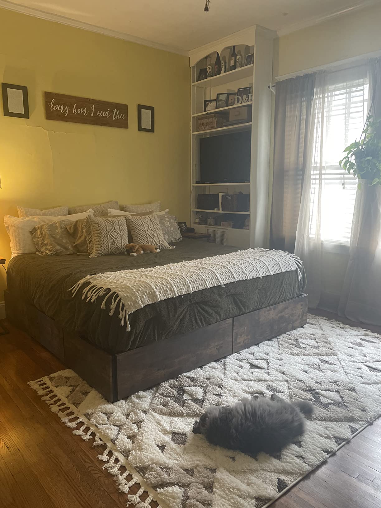 LIKIMIO Queen Bed Frame with 4 Storage Drawers, Charcoal Grey customer photo 2