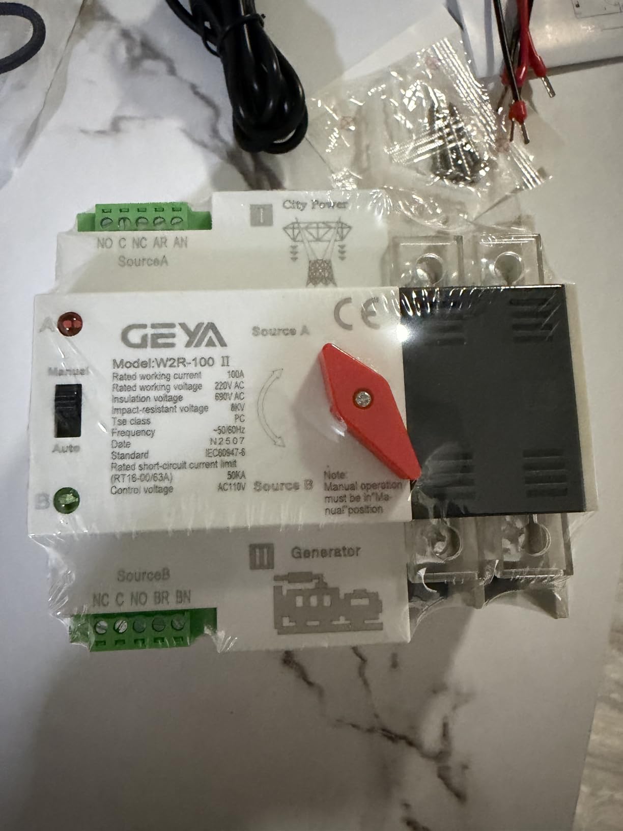 100Amp AC110V Automatic/Manual Transfer Switch 2P 50/60Hz, 2POLE 100A Mini ATS Solar Auto Dual Power Switch for Home Generator, Din Rail Mounted Cn Automatic Changeover Fast Transfe for Rv, Lv Power customer photo 2
